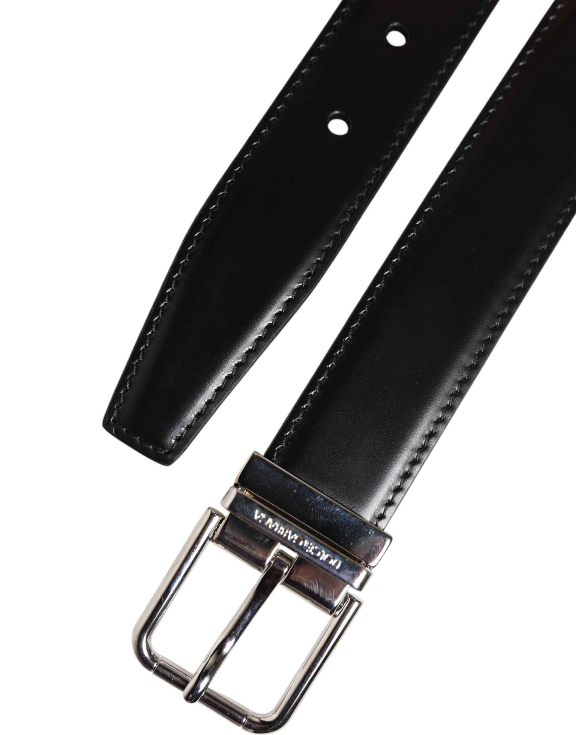 Dolce & Gabbana Black Classic Leather Metal Buckle Belt