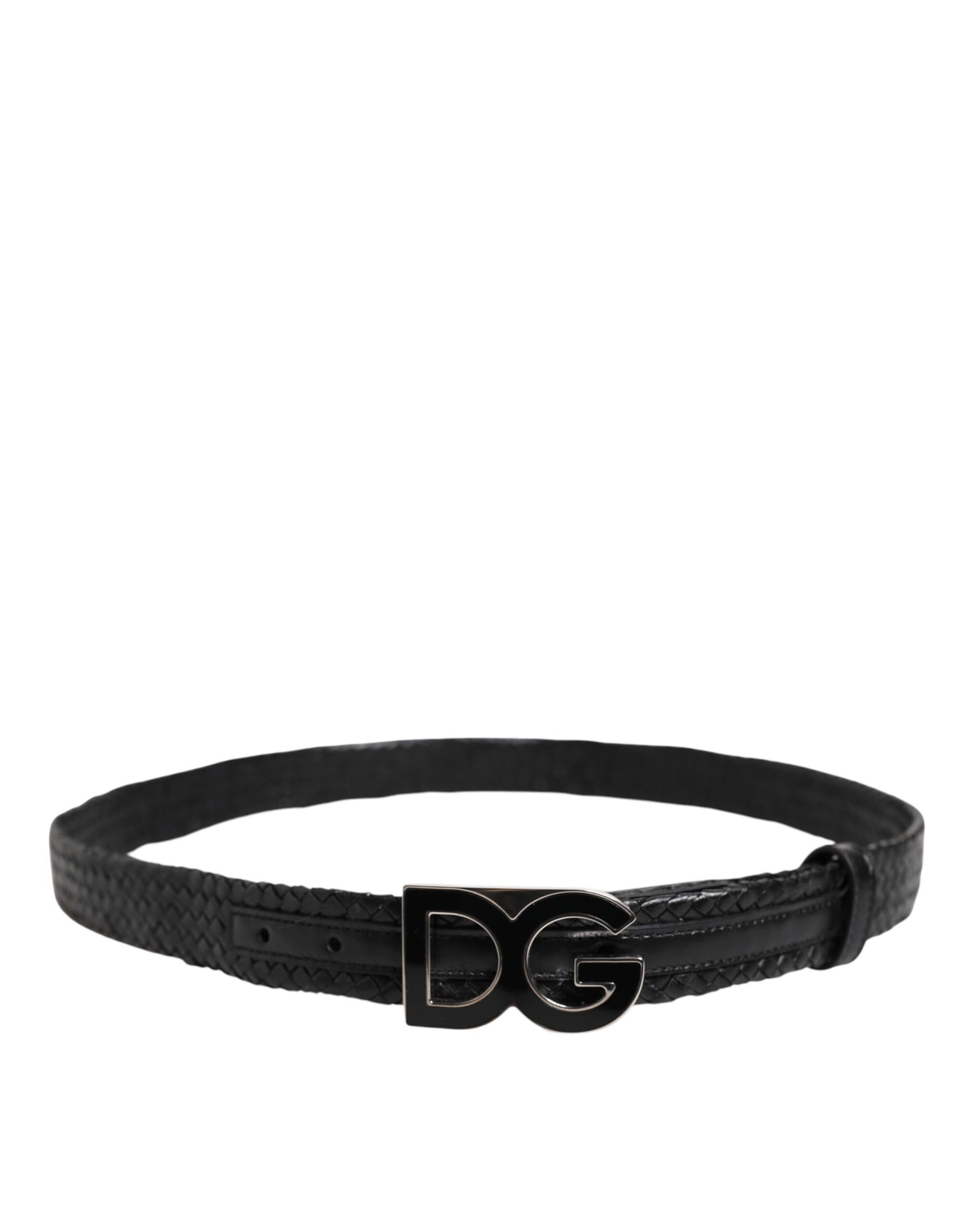 Dolce & Gabbana Black Classic Leather DG Logo Buckle Belt