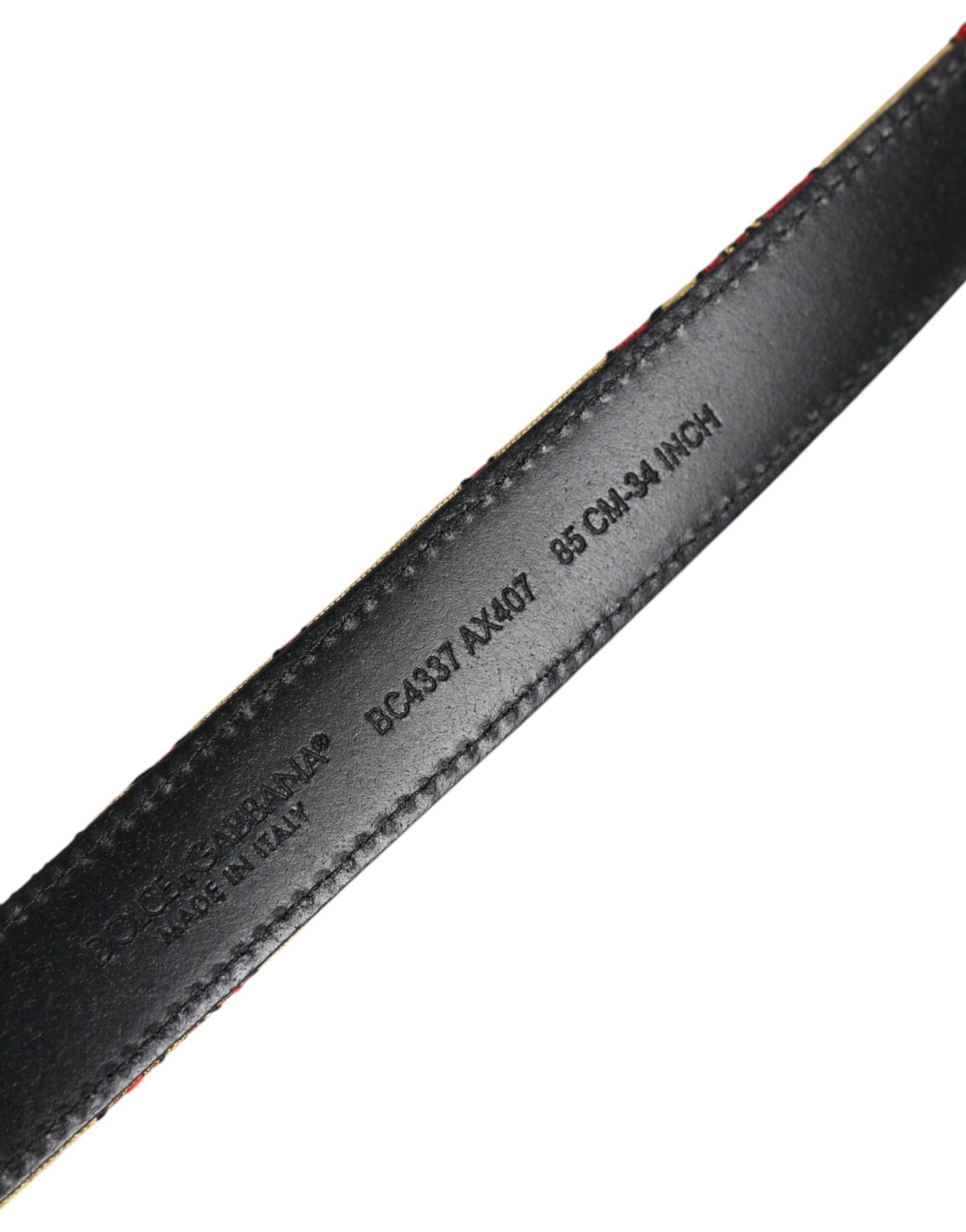 Dolce & Gabbana Gold Floral Jacquard Silver Metal Buckle Belt