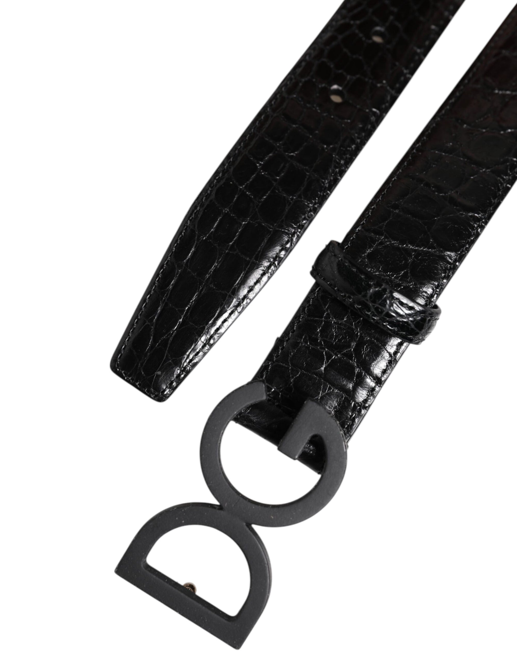 Dolce & Gabbana Black Leather Classic Metal DG Buckle Belt