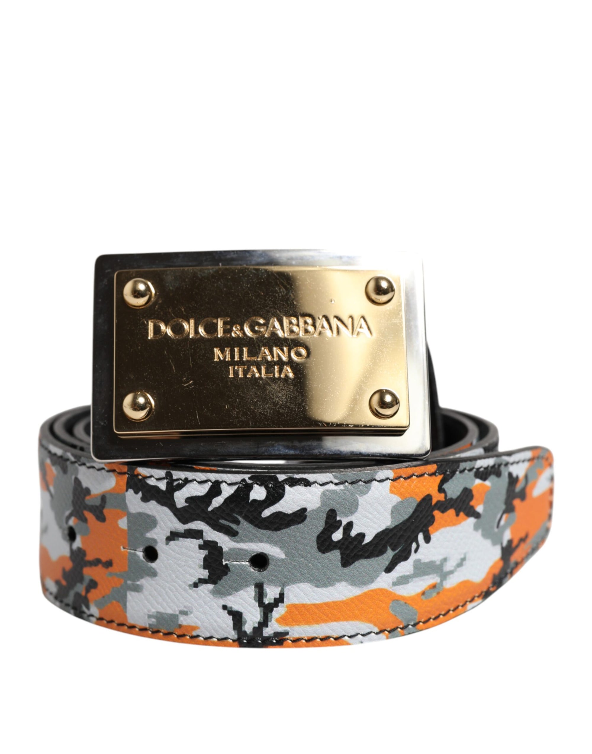 Dolce & Gabbana Multicolor Camouflage Metal Logo Buckle Belt