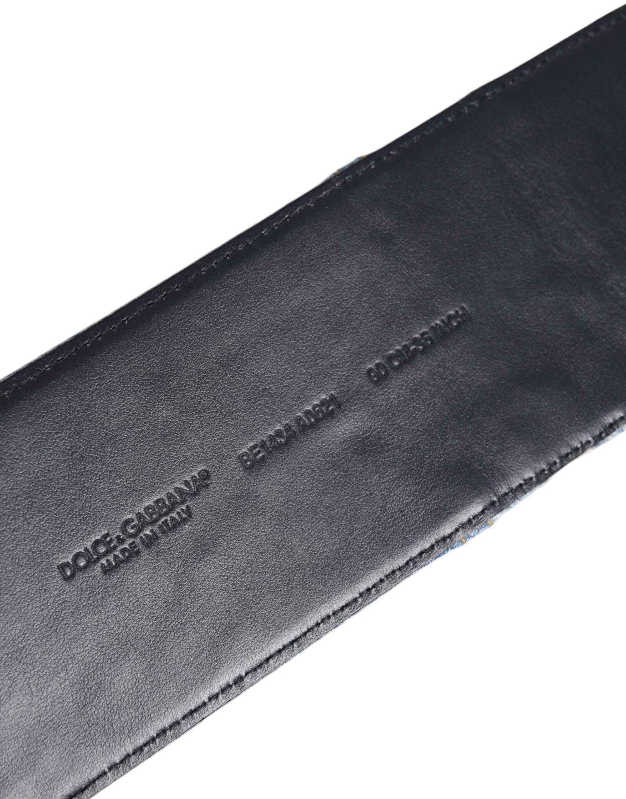 Dolce & Gabbana Two Tone Blue Denim Gold Metal Buckle Belt