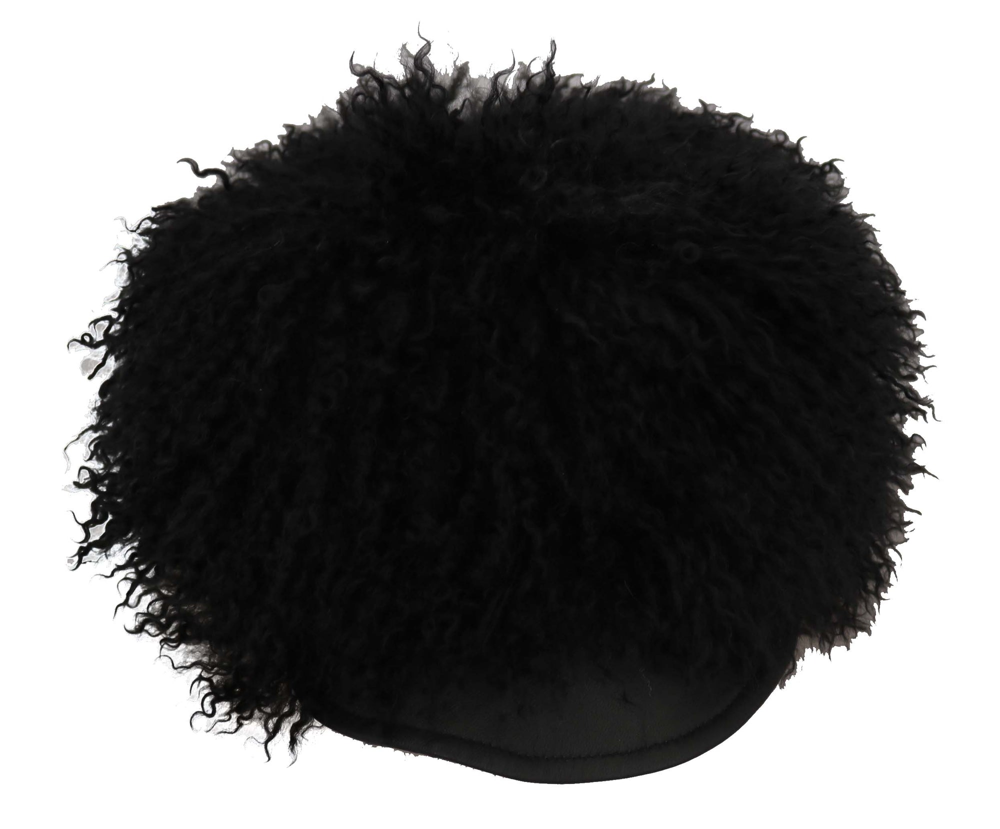 Dolce & Gabbana Black Tibet Lamb Fur Leather Gatsby Hat - Maison Luxe
