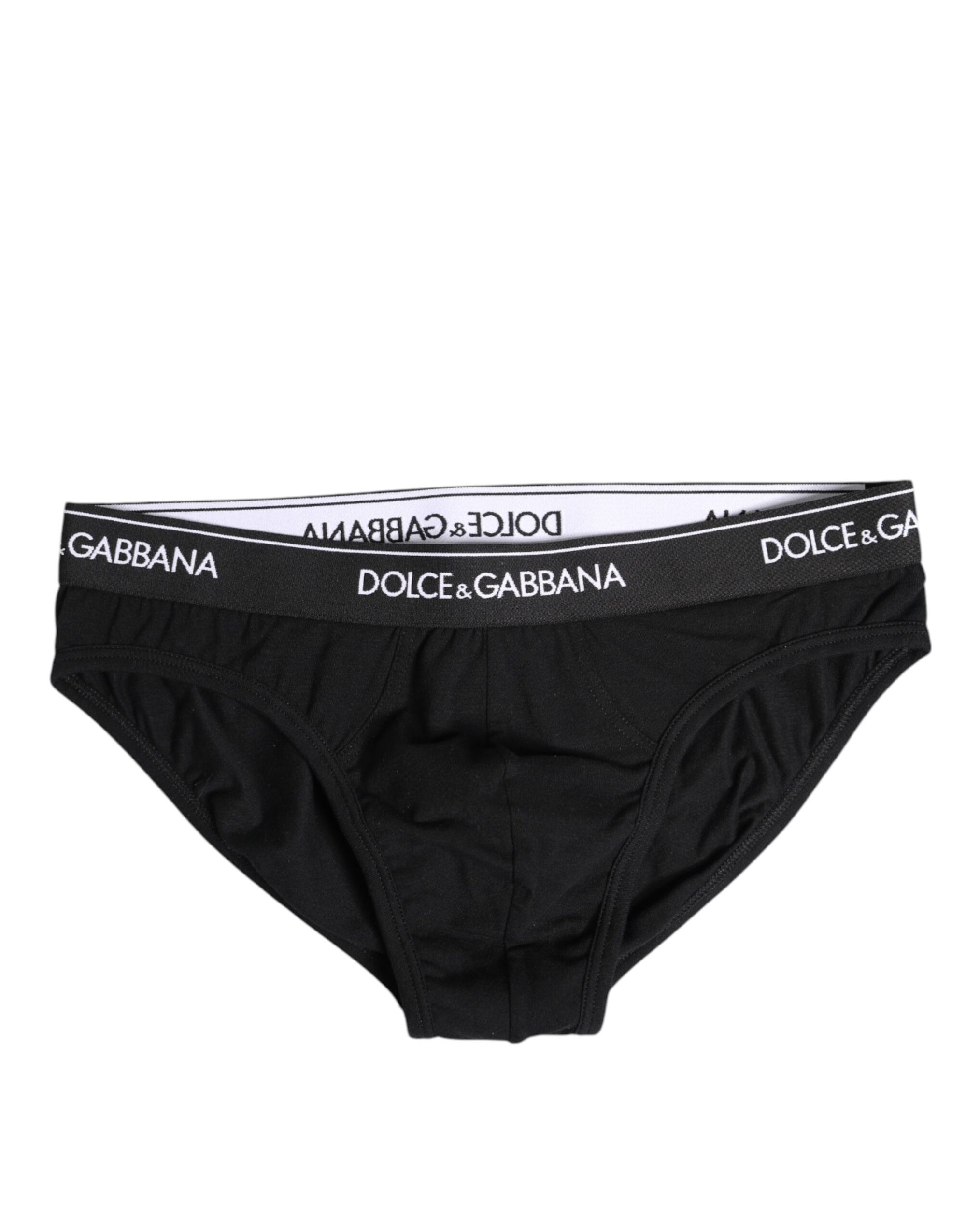 Dolce & Gabbana Black Cotton Stretch Regular Brief Underwear