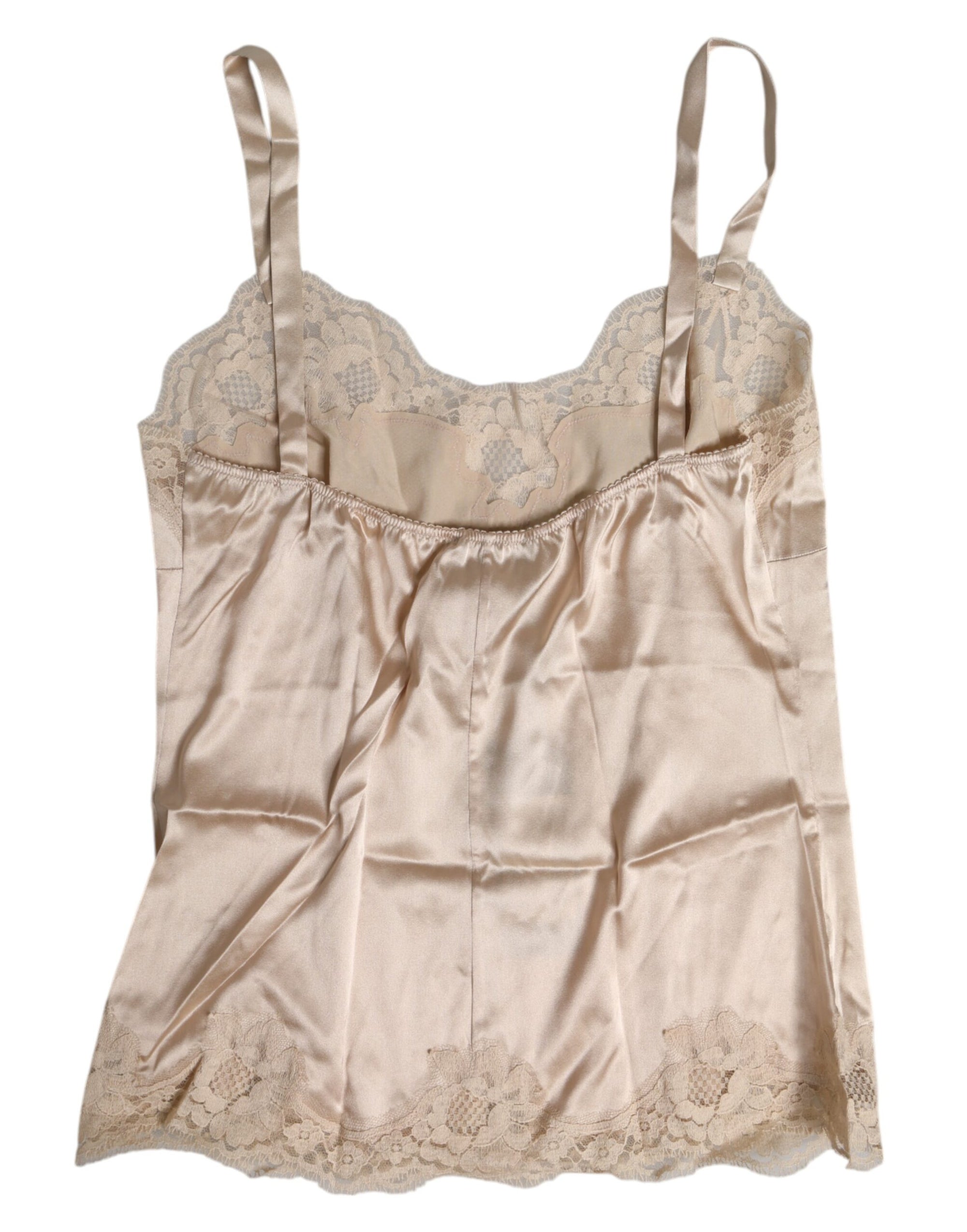 Dolce & Gabbana Beige Lace Silk Satin Tank Lingerie Underwear