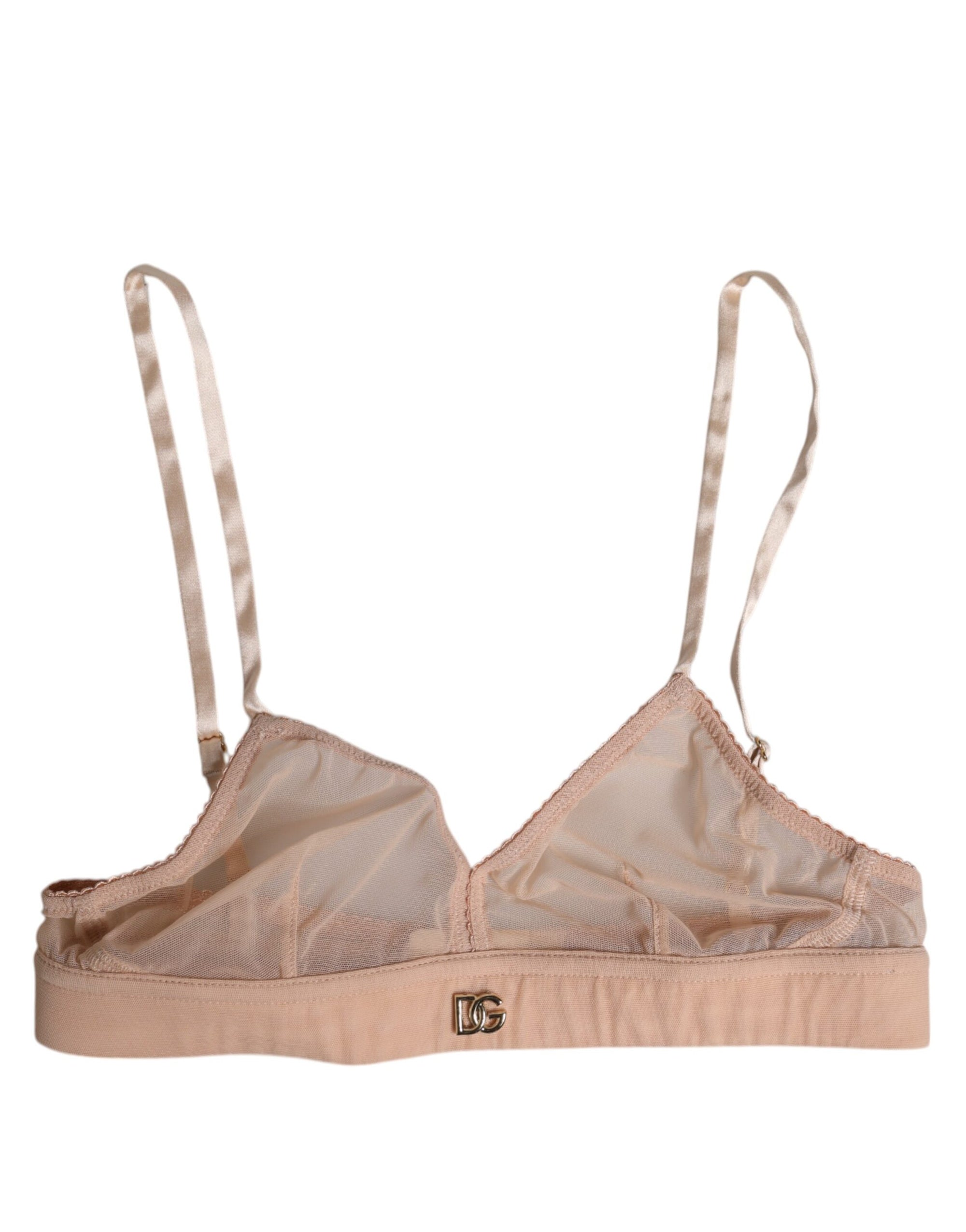 Dolce & Gabbana Powder Pink Nylon DG Logo Non Wire Bra Underwear