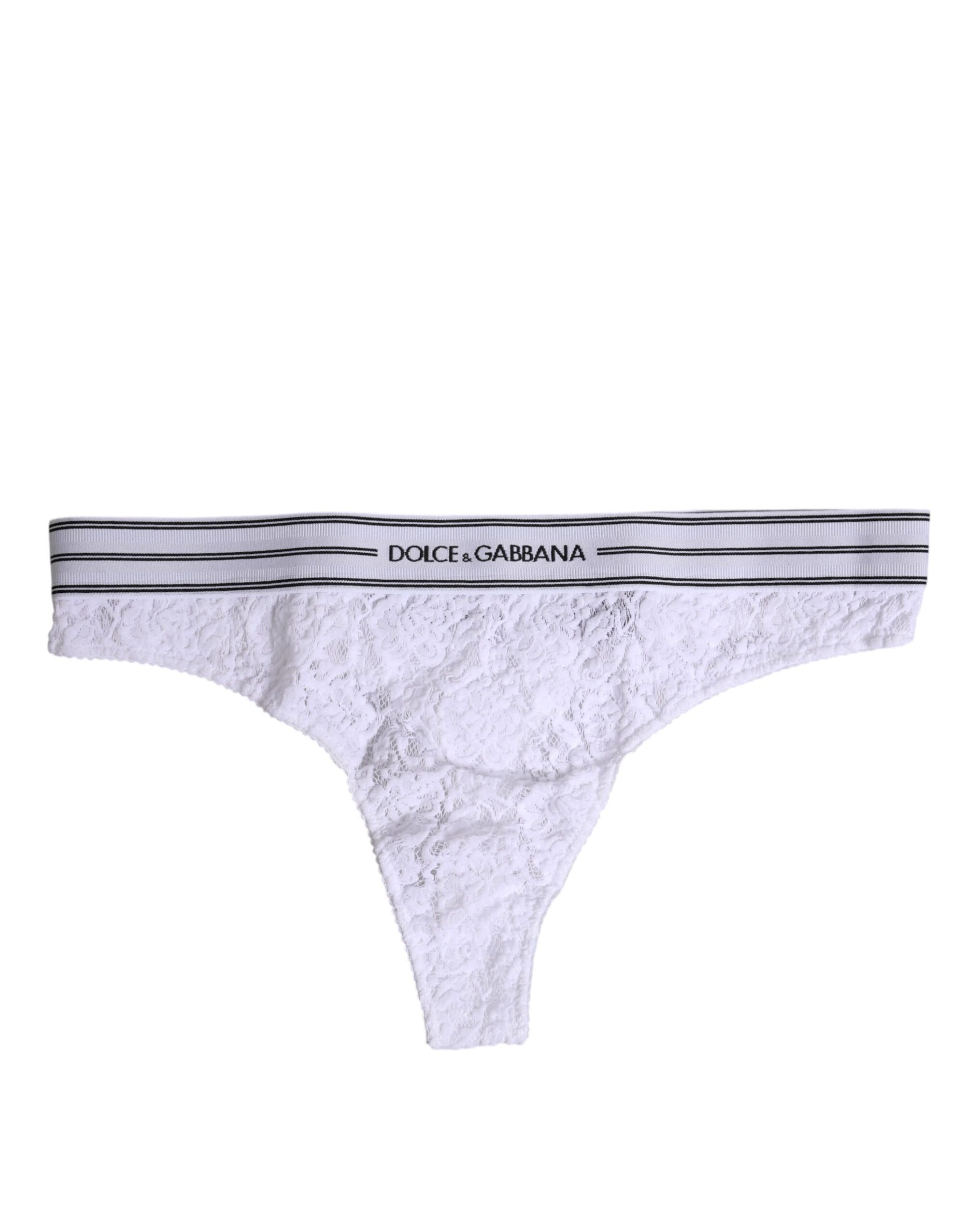 Dolce & Gabbana White Nylon Floral Lace Bottom Panty Underwear