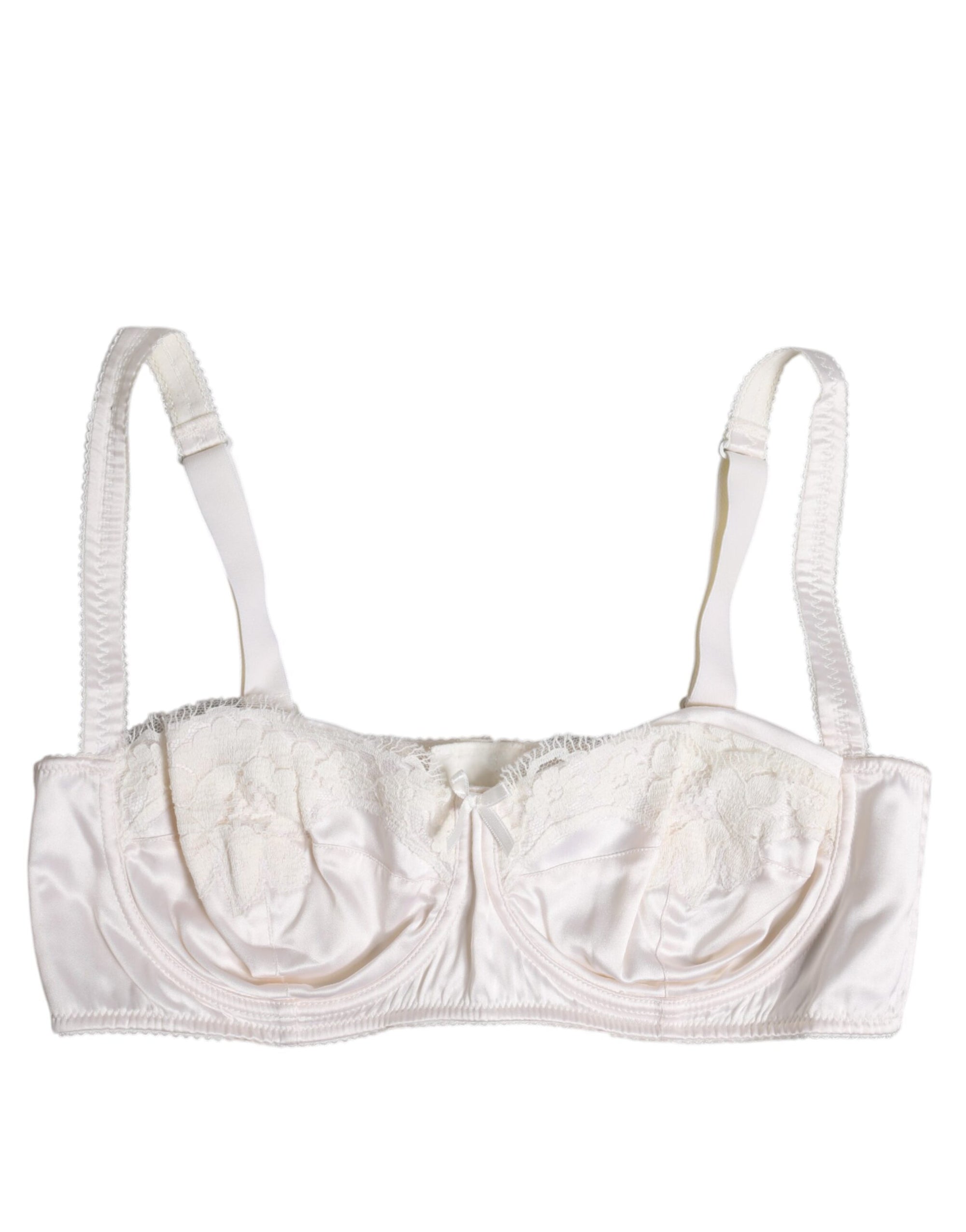 Dolce & Gabbana White Silk Underwired Balconette Bra Underwear