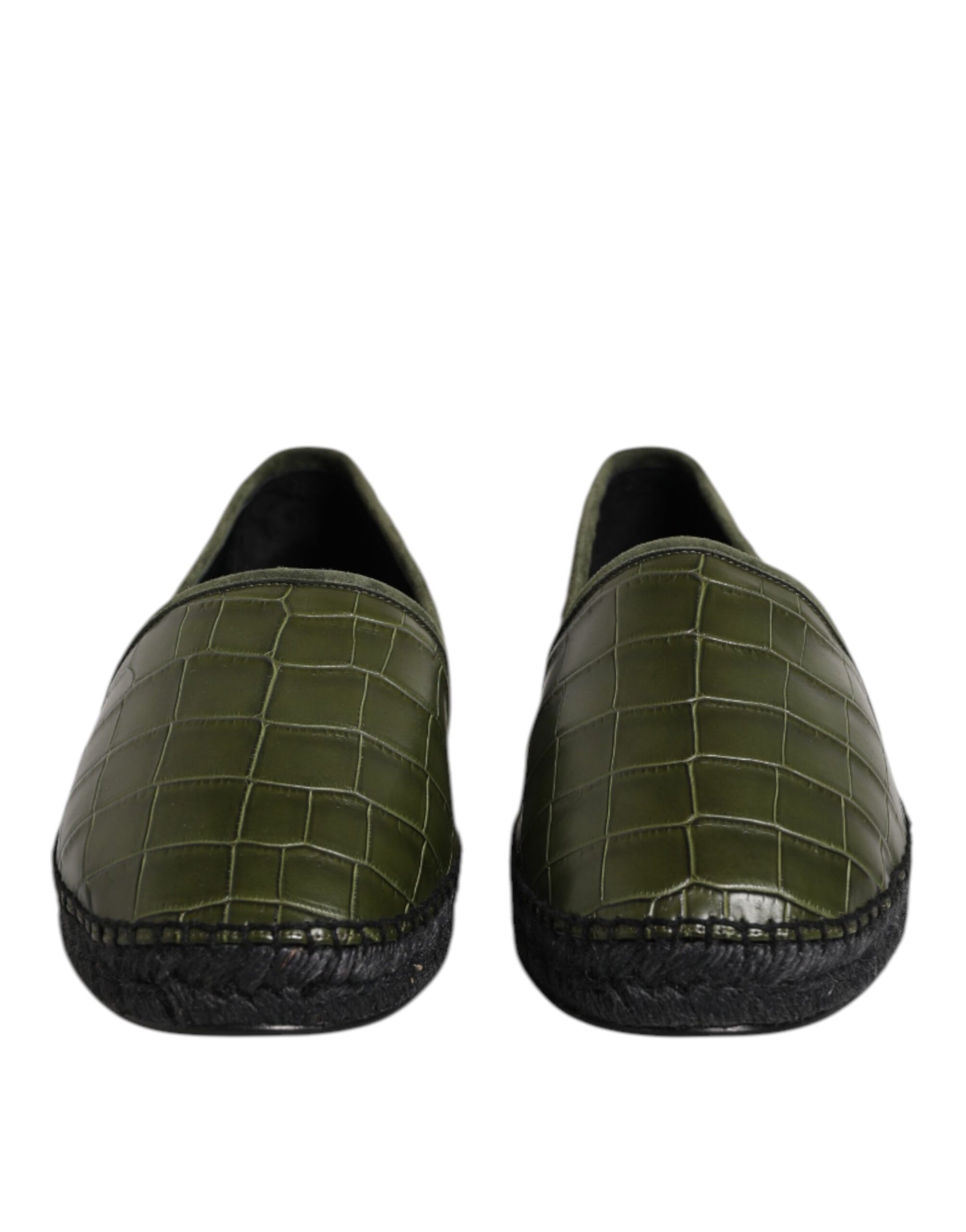 Dolce & Gabbana Green Exotic Leather Espadrilles Slip On Shoes