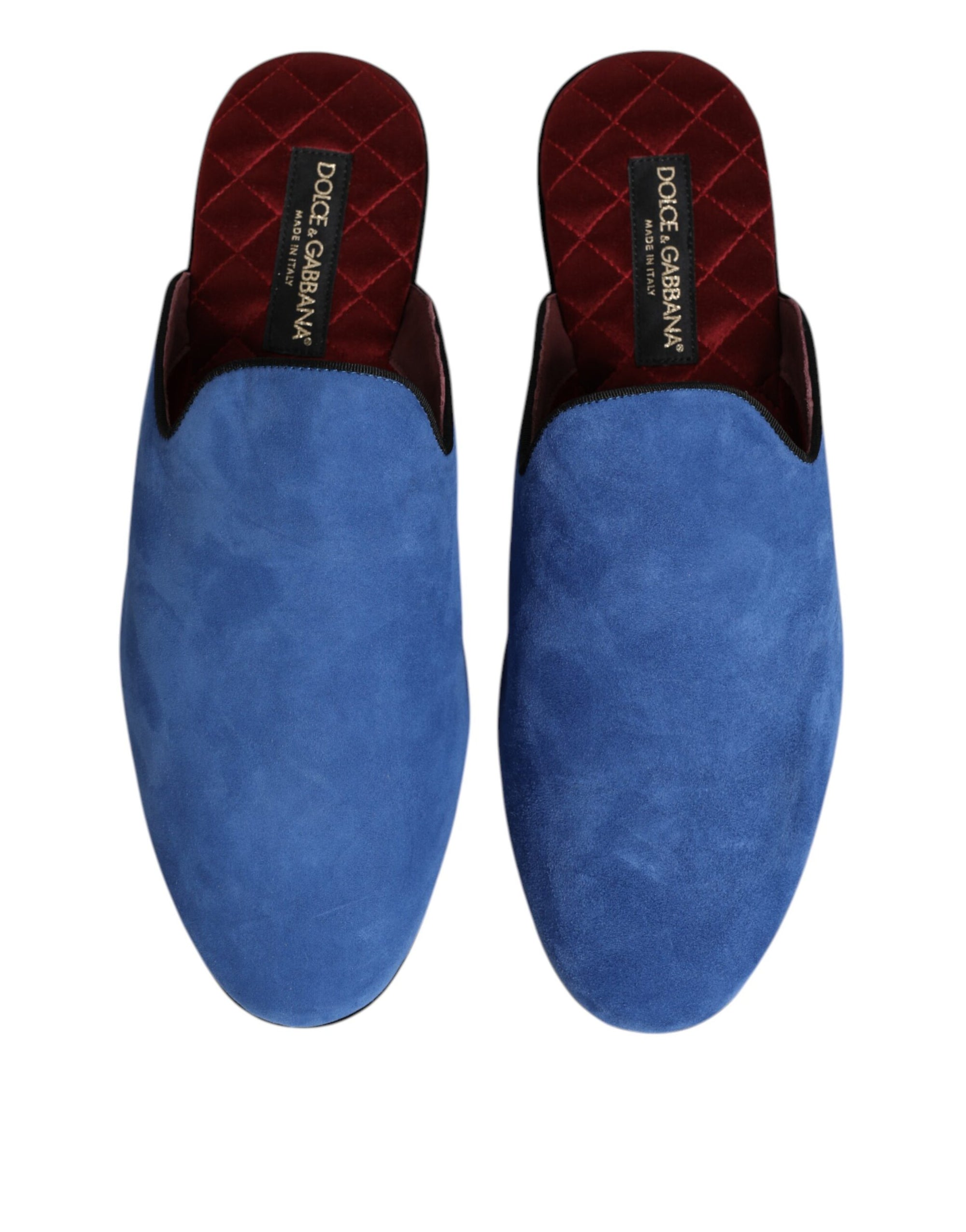 Dolce & Gabbana Blue Suede Capra Slides Flat Slipper Shoes