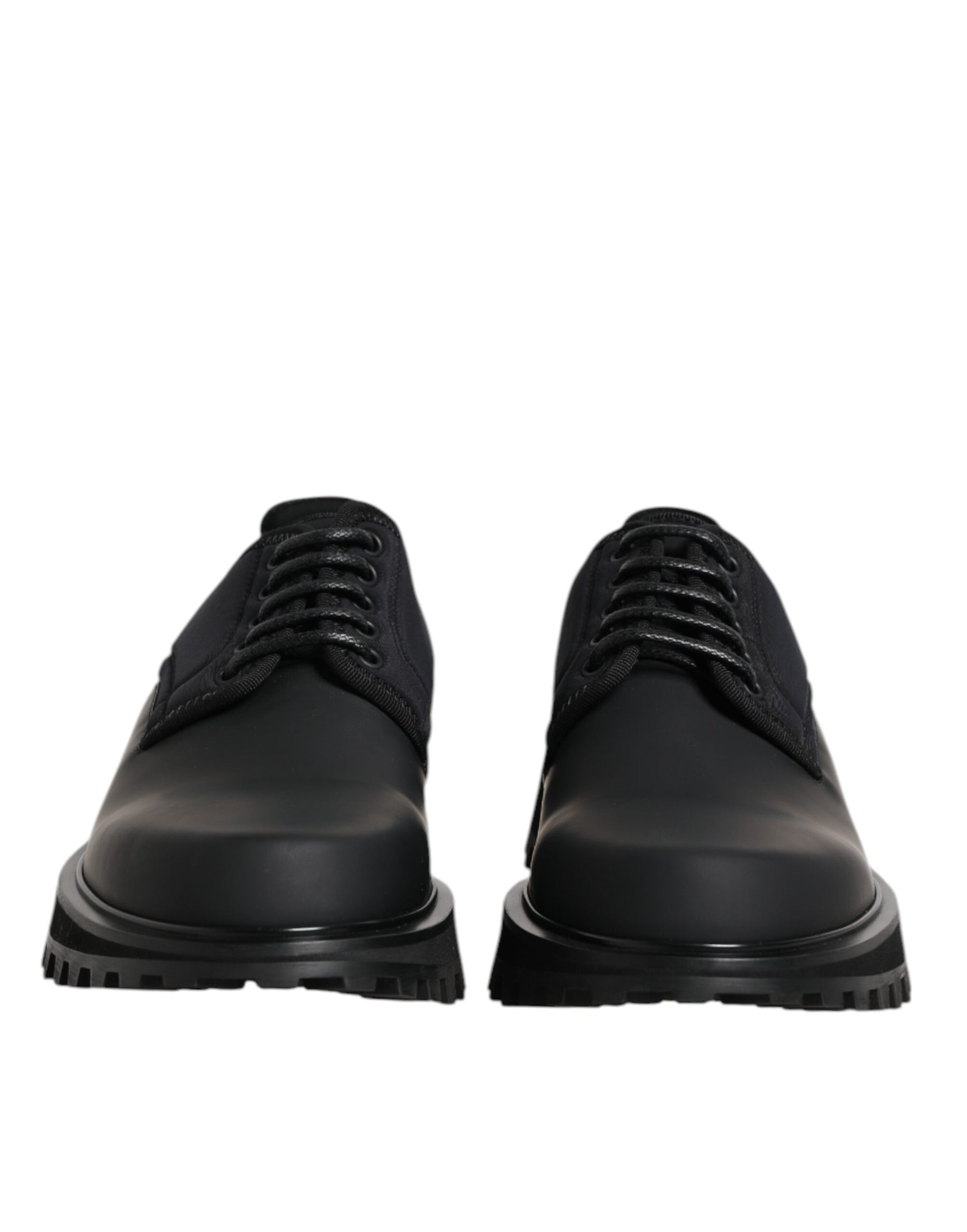 Dolce & Gabbana Black Leather Lace Up Trekking Dress Shoes