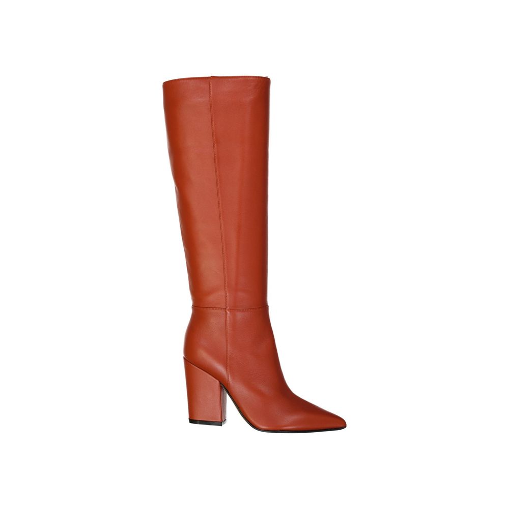 Sergio Rossi Orange Lamb Leather High Heel Boots