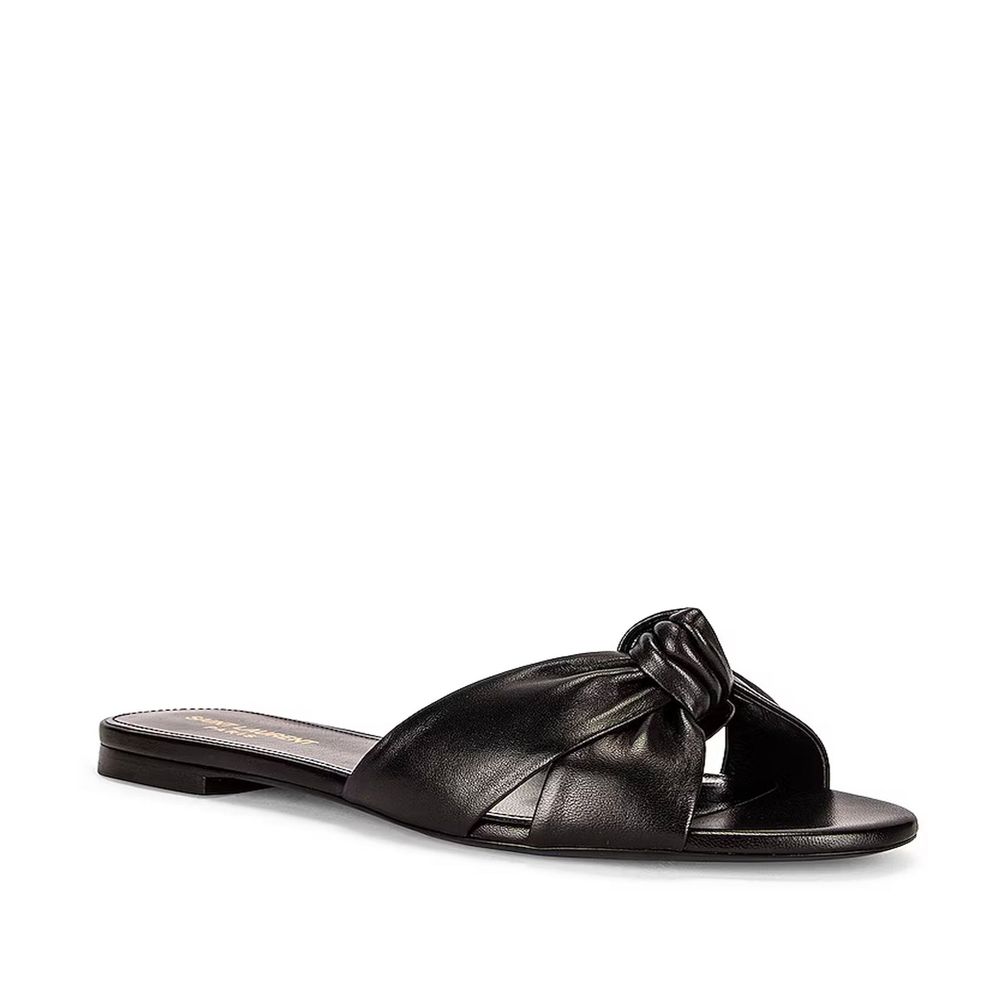 Saint Laurent Black Calfskin Slides