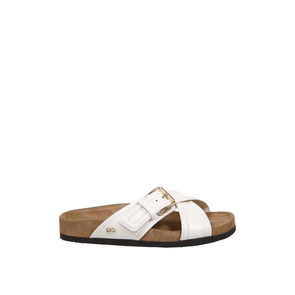 Valentino Garavani White Calfskin Strap-On Sandals