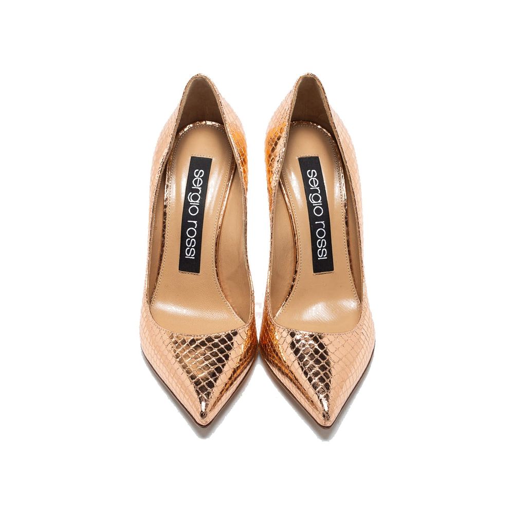 Sergio Rossi Rose Gold Calfskin High Heel Pumps