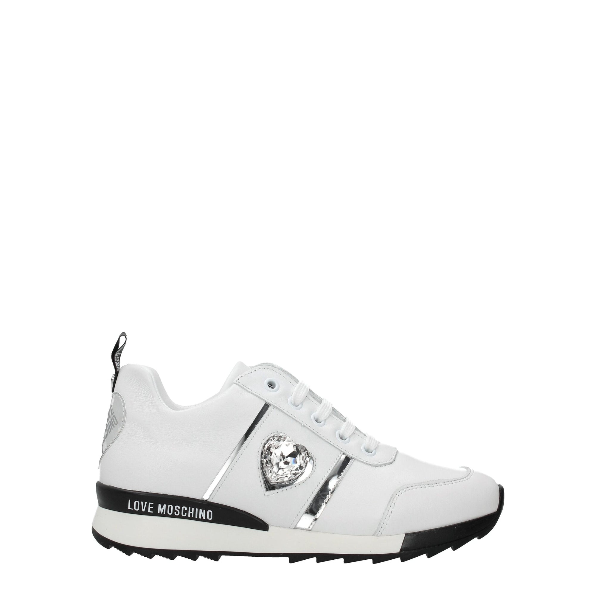 Love Moschino White Leather Low Top Sneakers