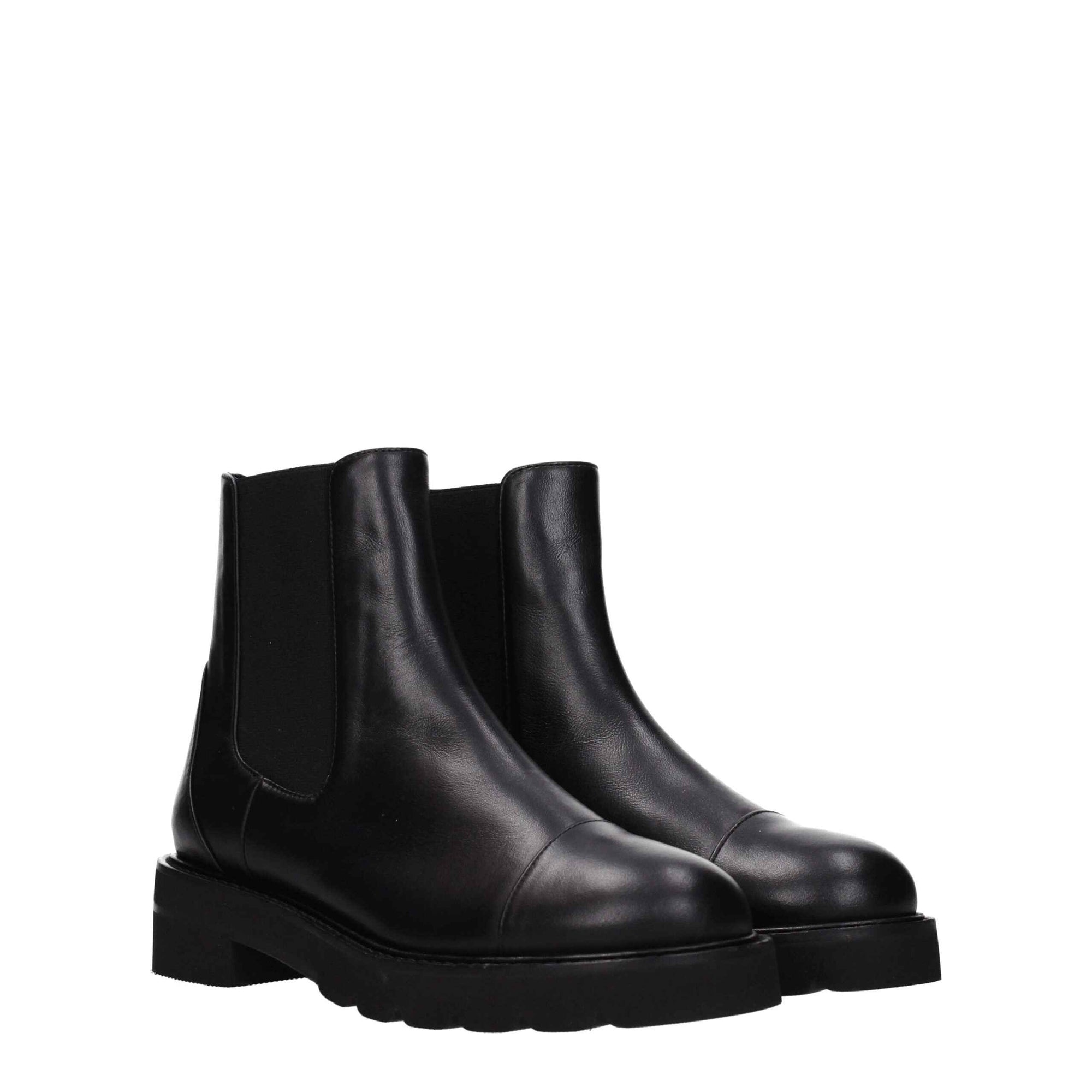 Stuart Weitzman Black Leather Ankle Boots