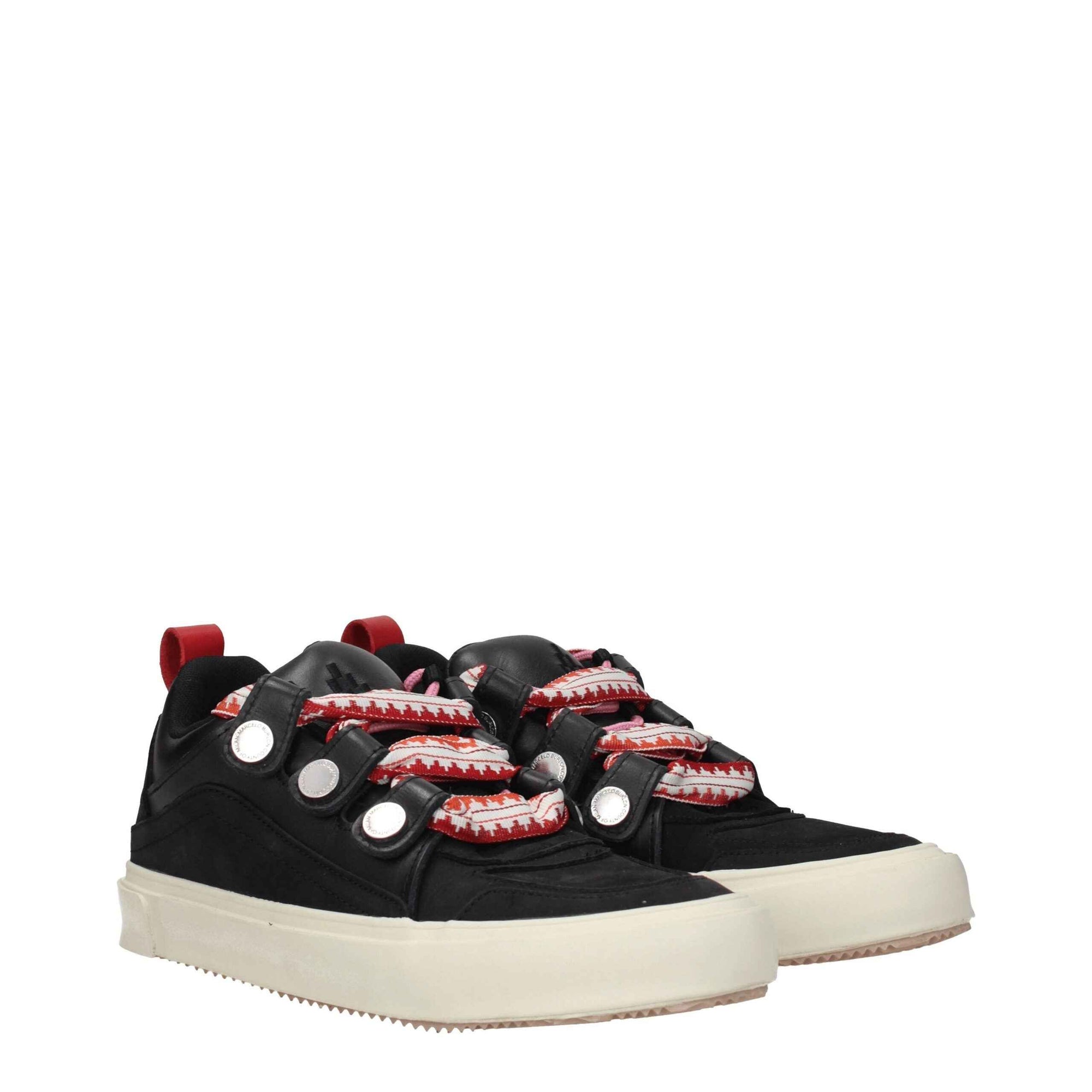 Marcelo Burlon Black Leather Low Tops
