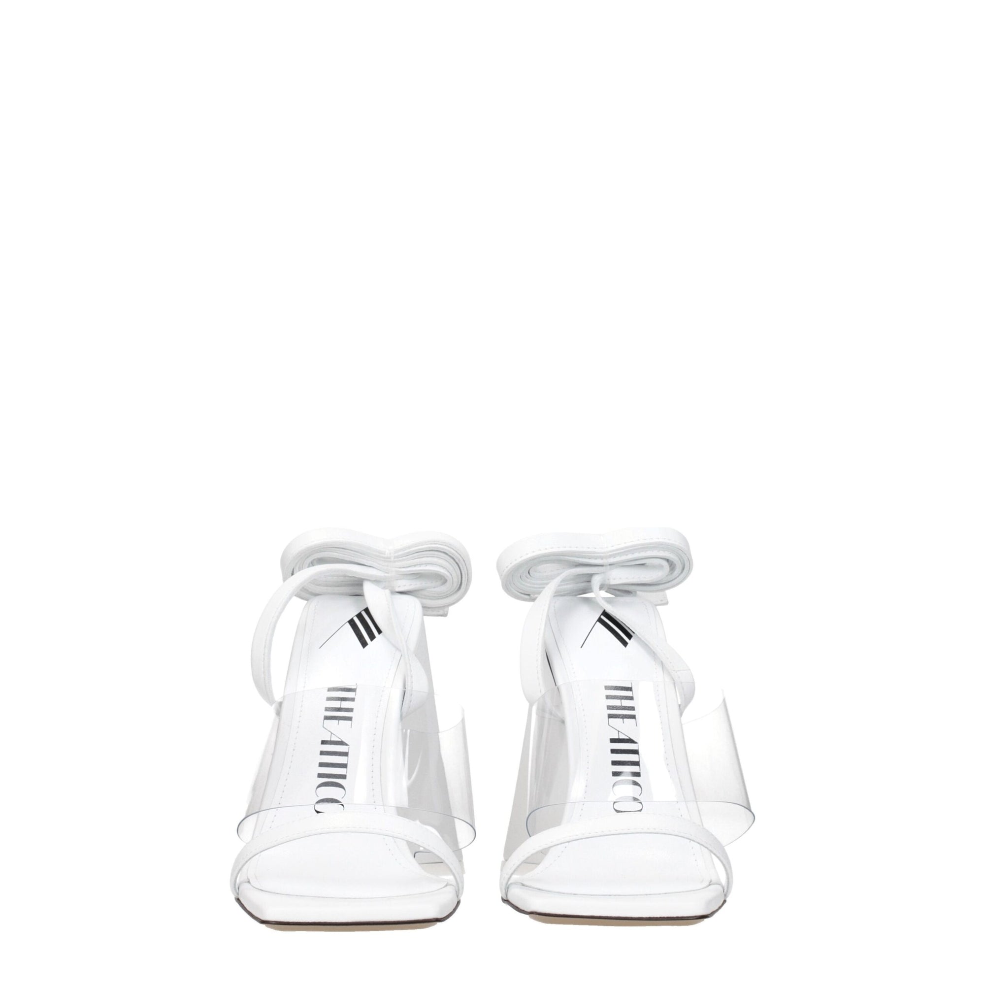 The Attico White Leather Stiletto Heel Sandals