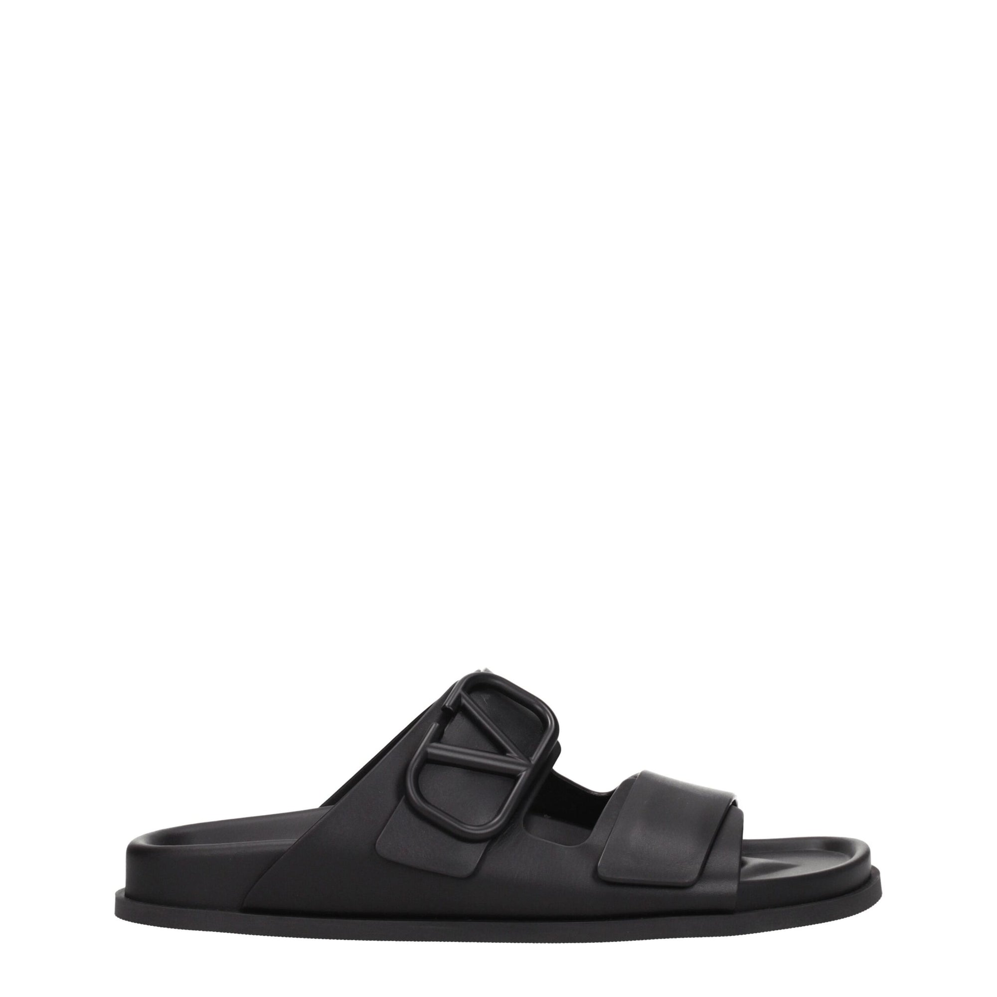 Valentino Garavani Black Leather Slippers
