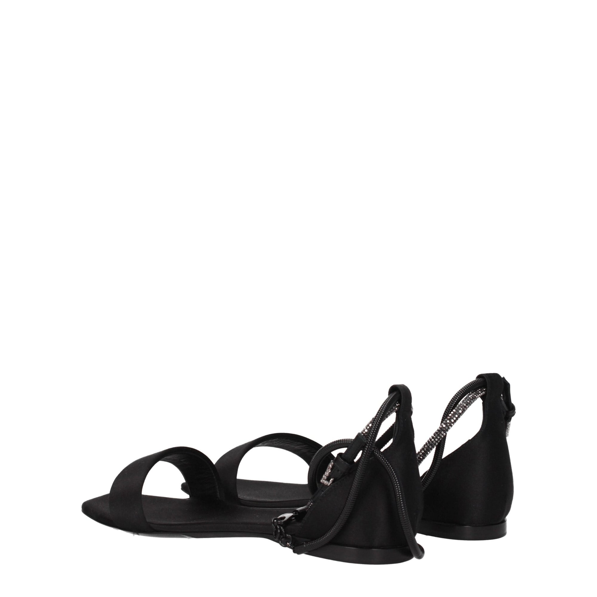 Max Mara Black Satin Flat Sandals
