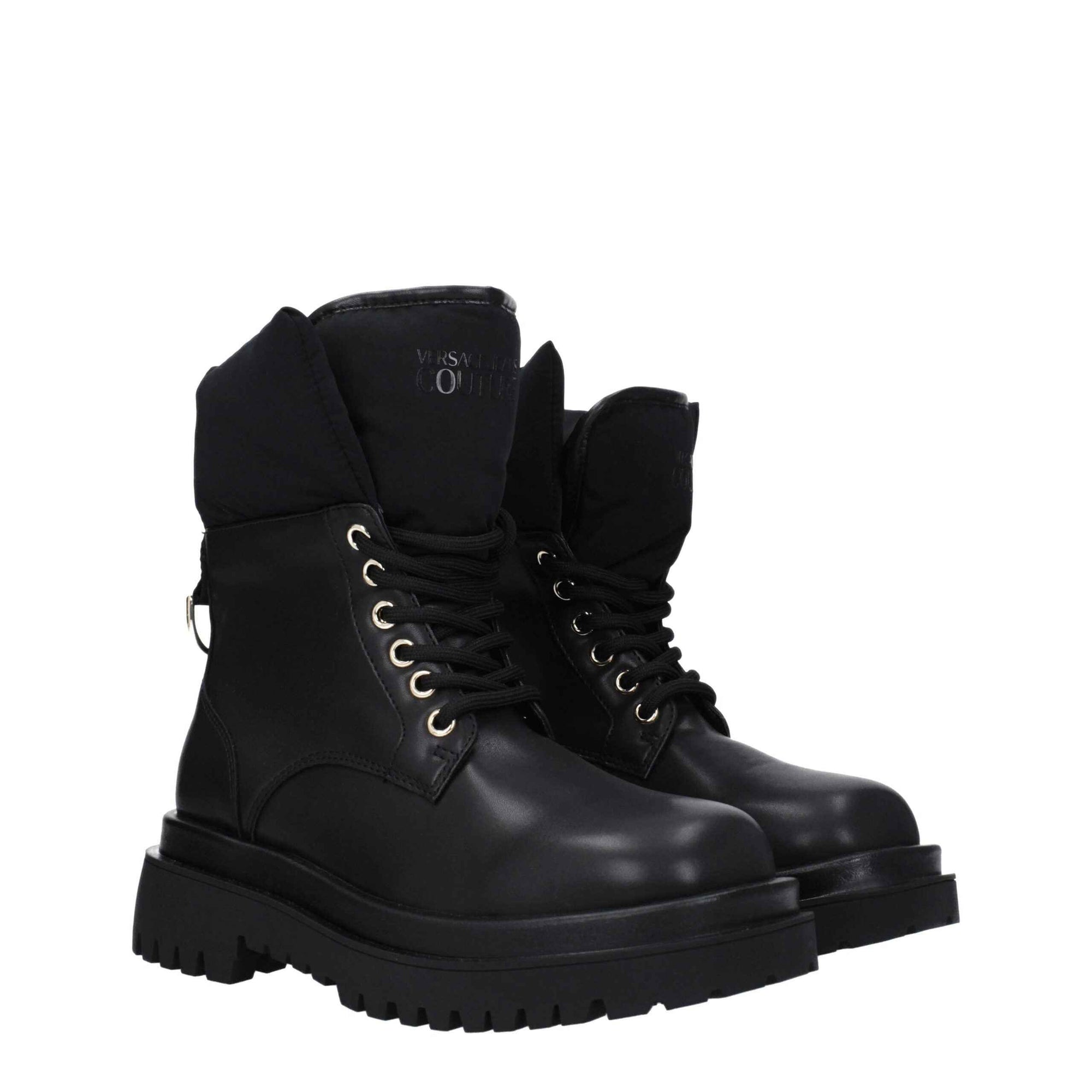 Versace Jeans Black Polyethylene Ankle Boots