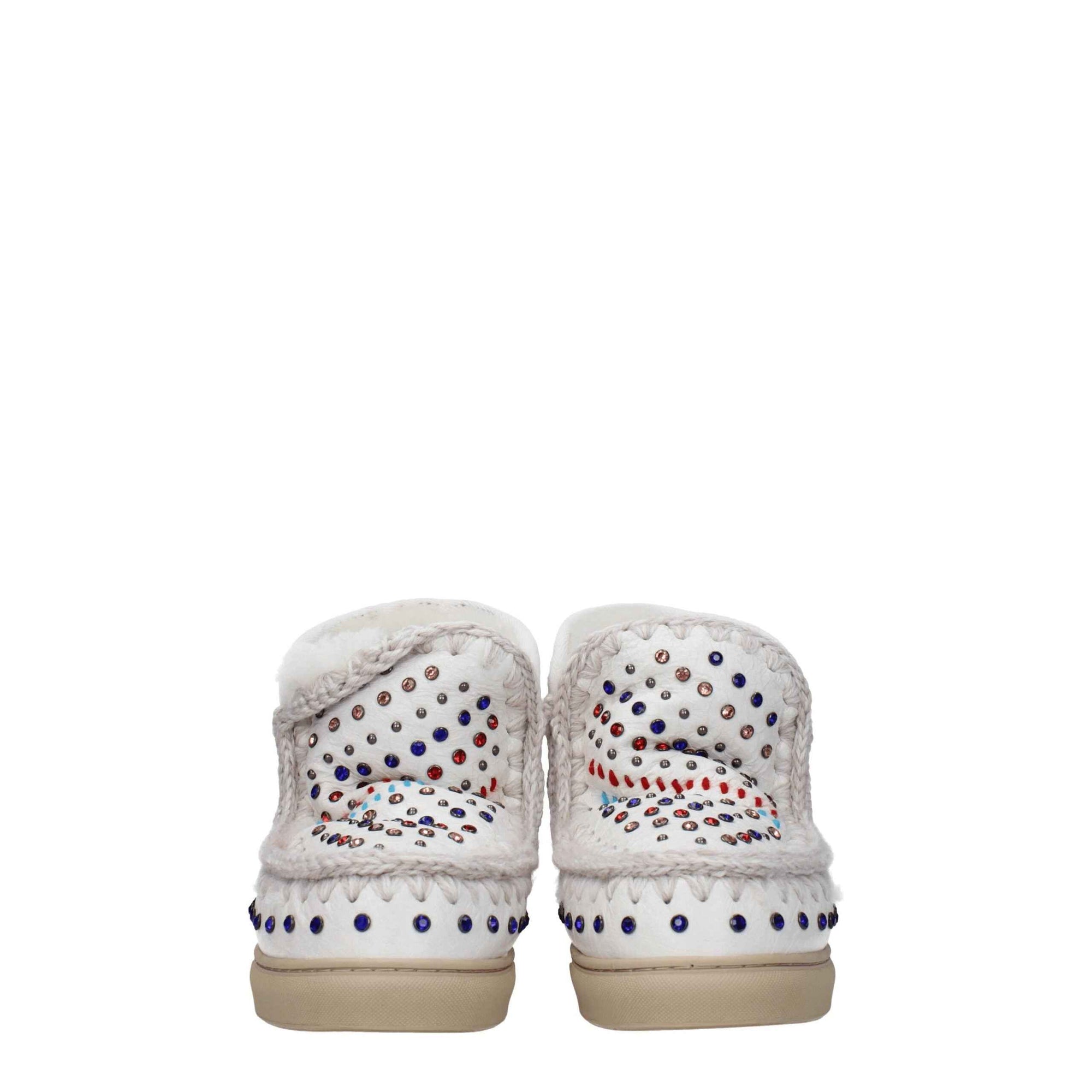 Mou White Leather Ankle Boots