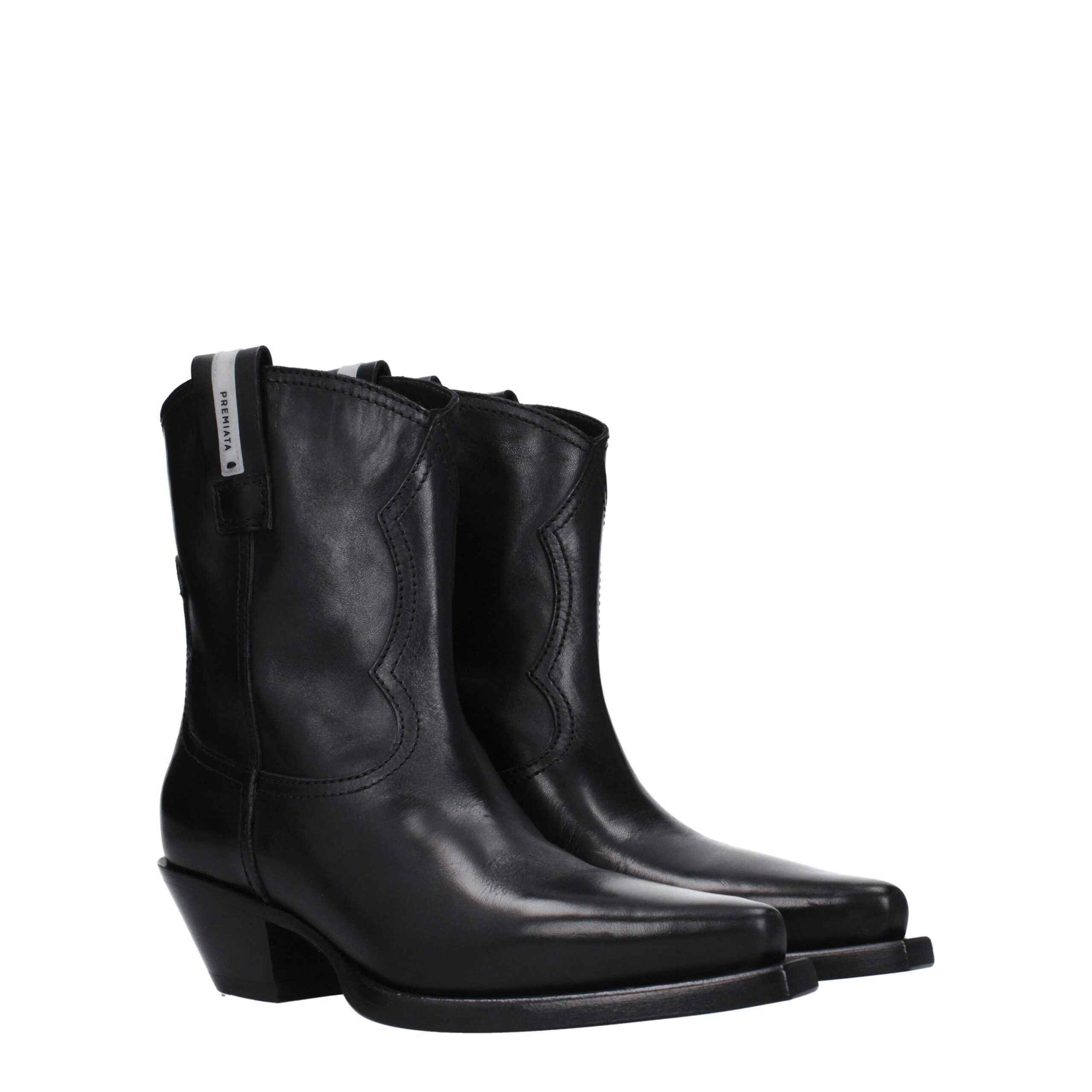 Premiata Black Leather Ankle Boots