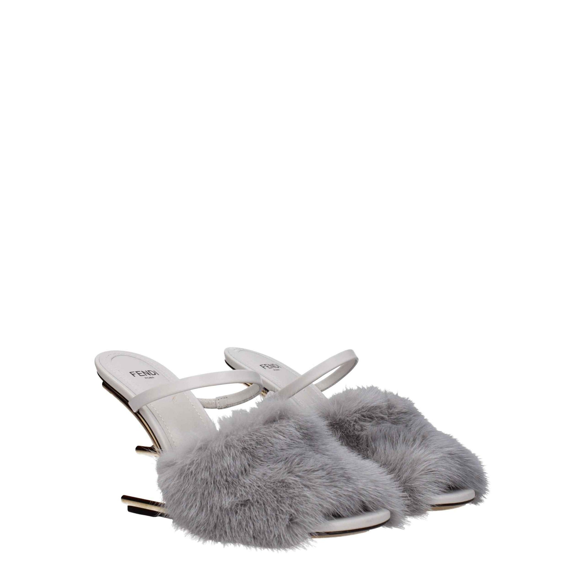 Fendi Gray Mink Slippers