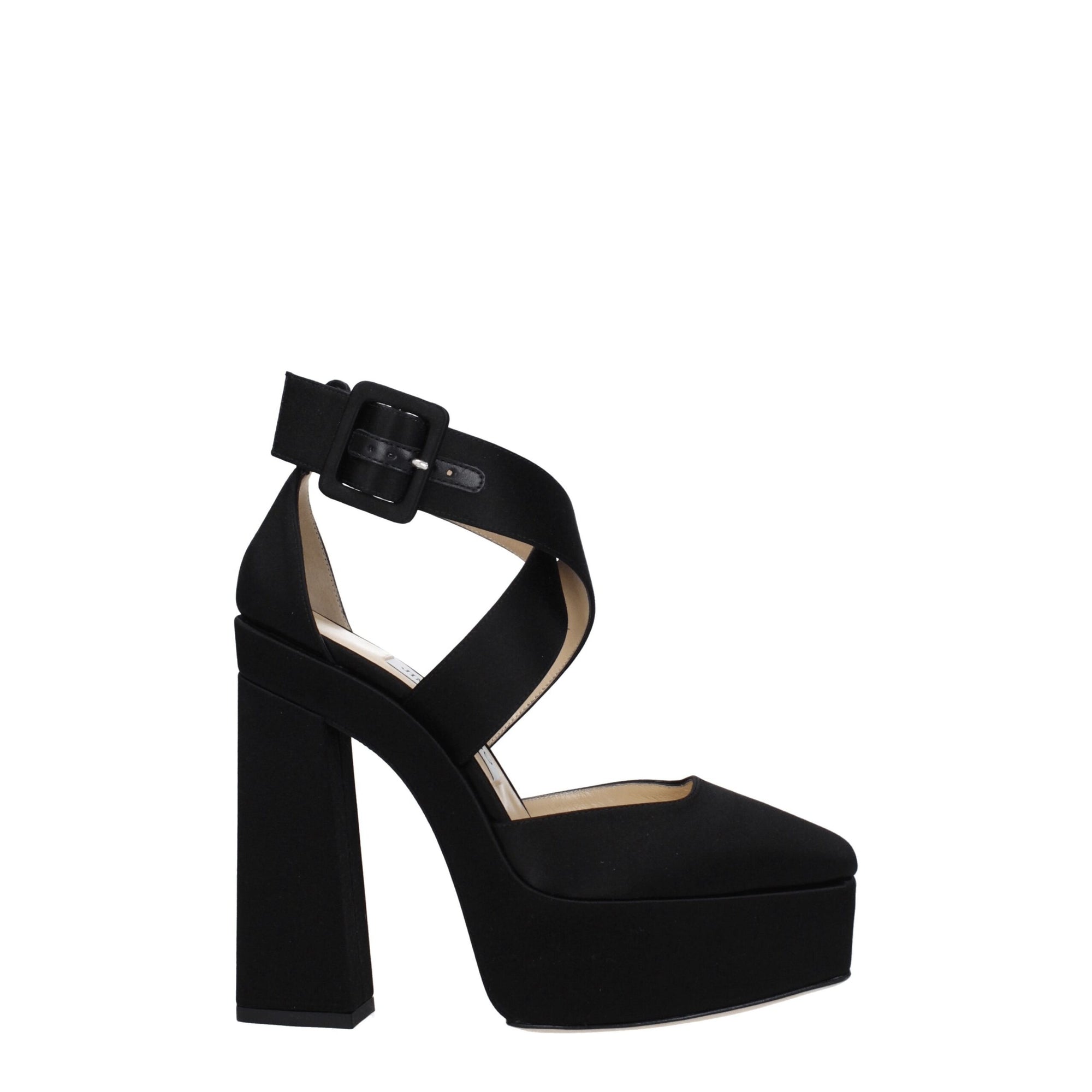 Jimmy Choo Black Satin Platform Sandals