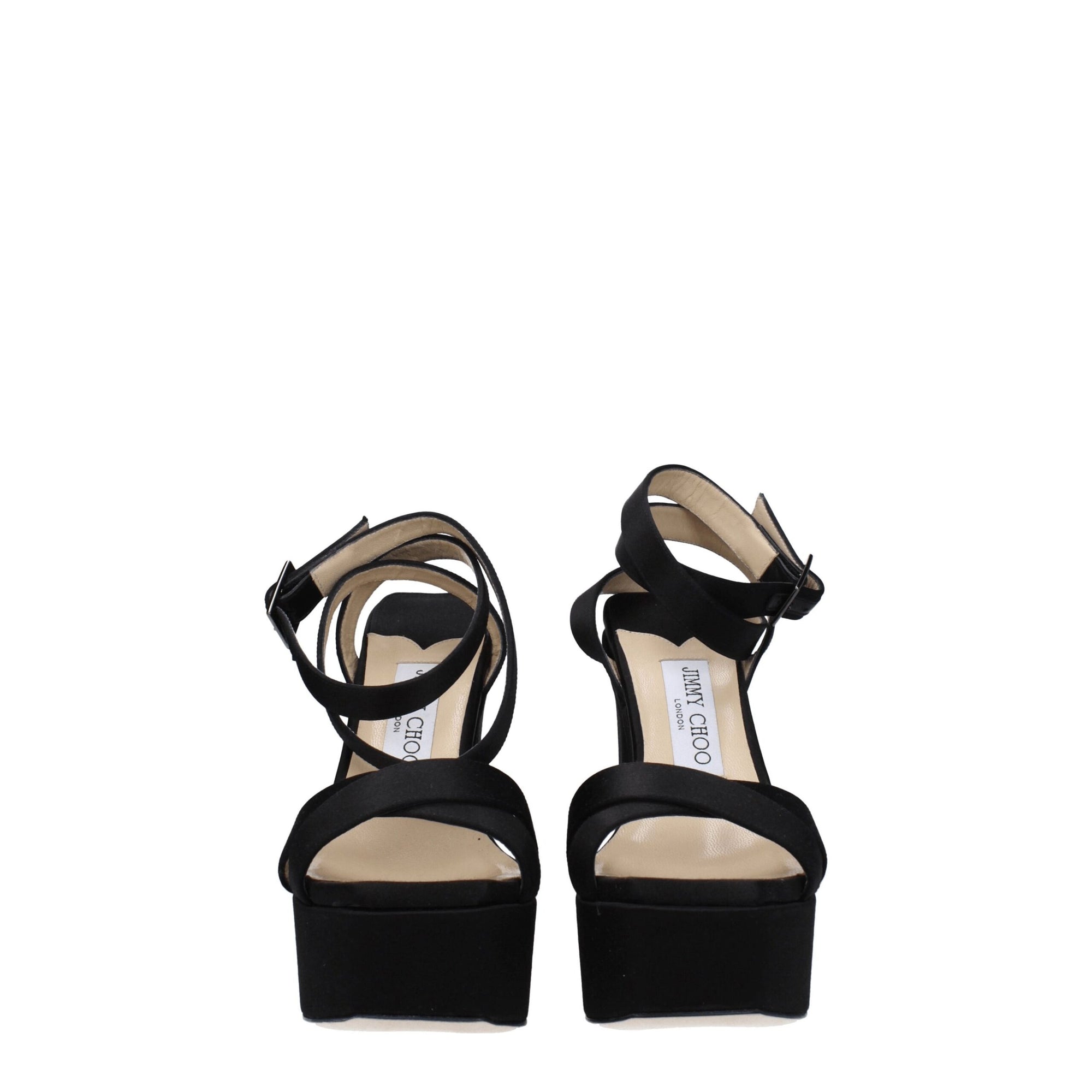Jimmy Choo Black Satin Platform Sandals