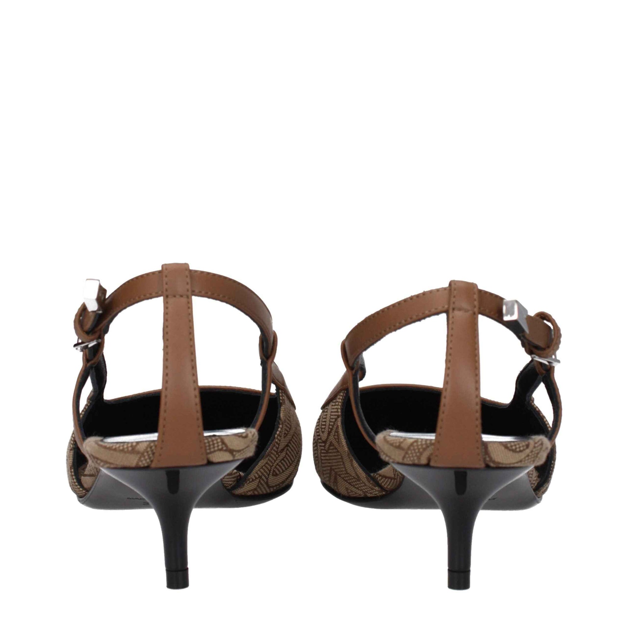 Versace Beige Fabric Mid Heel Pumps