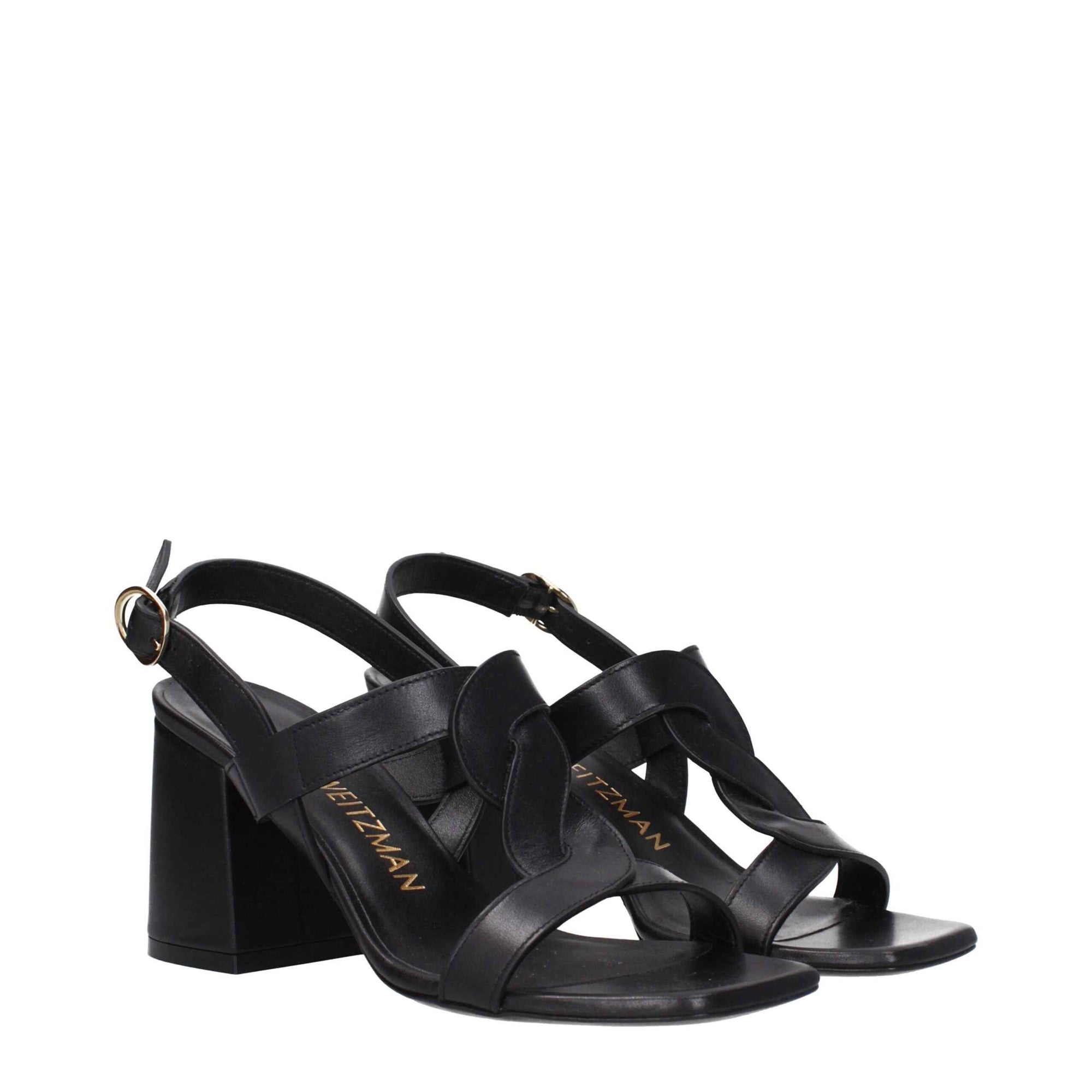 Stuart Weitzman Black Leather Platform Sandals