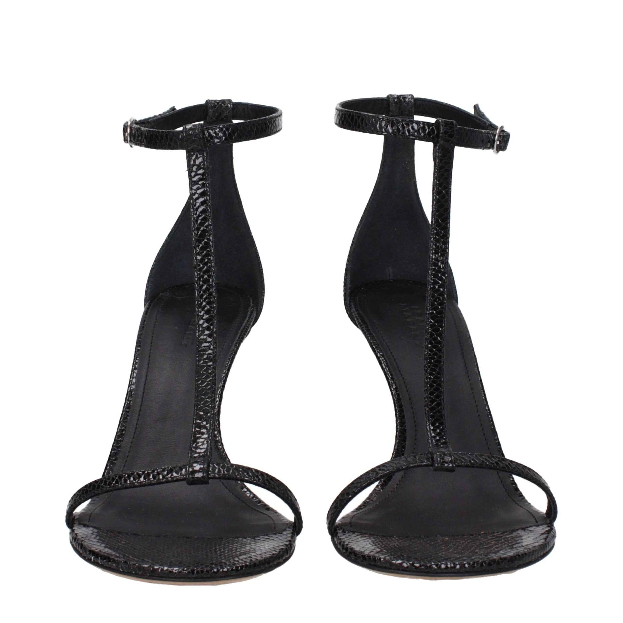 Isabel Marant Black Leather Stiletto Heel Sandals