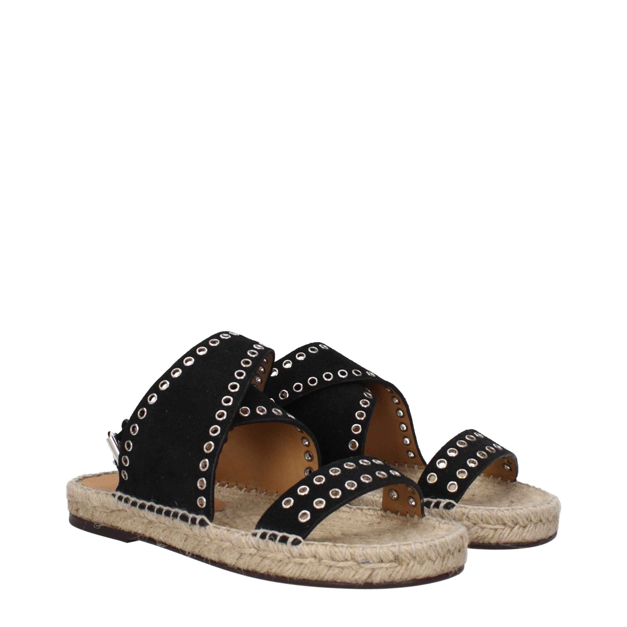 Isabel Marant Black Leather Flat Sandals