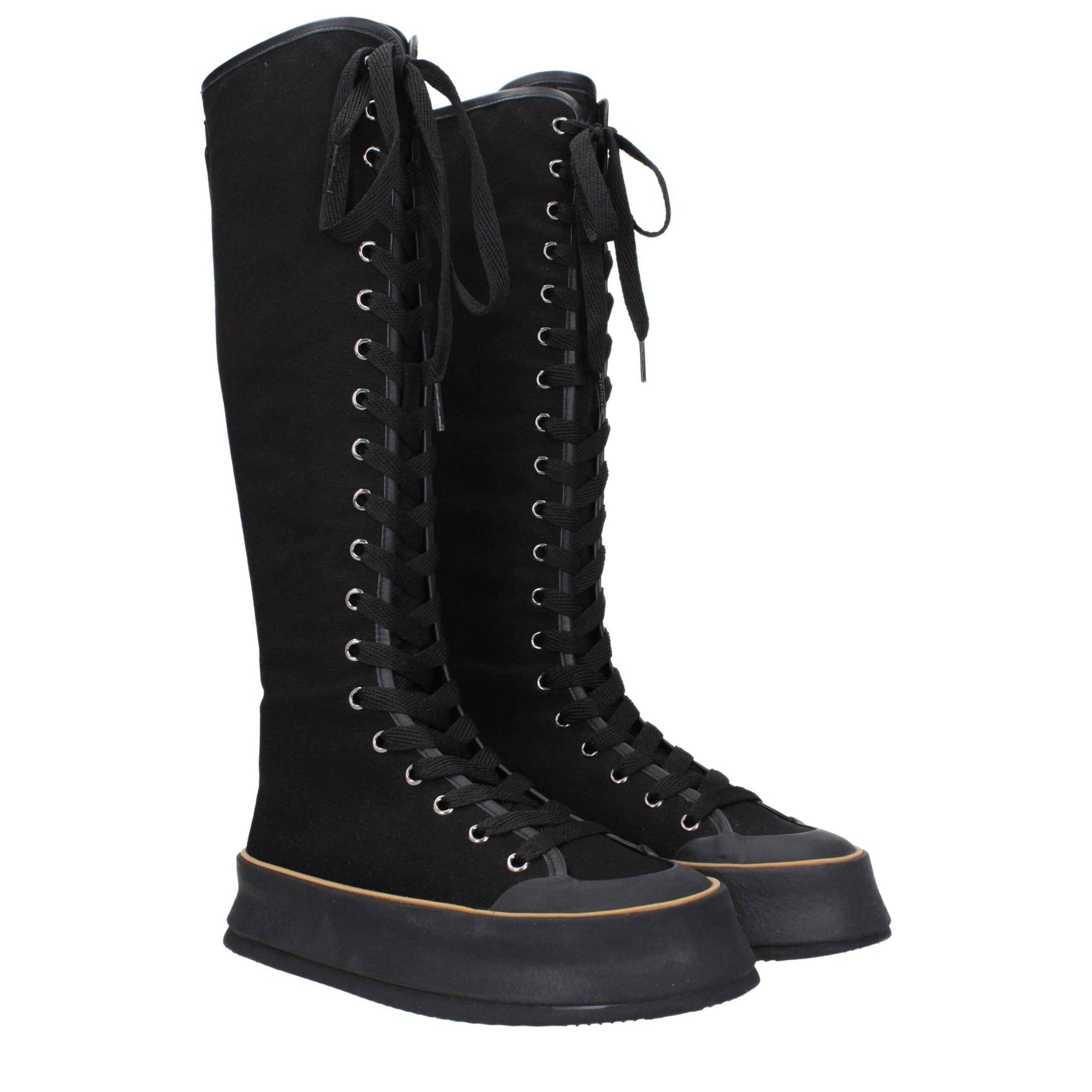 Max Mara Black Fabric Lace-Up Boots