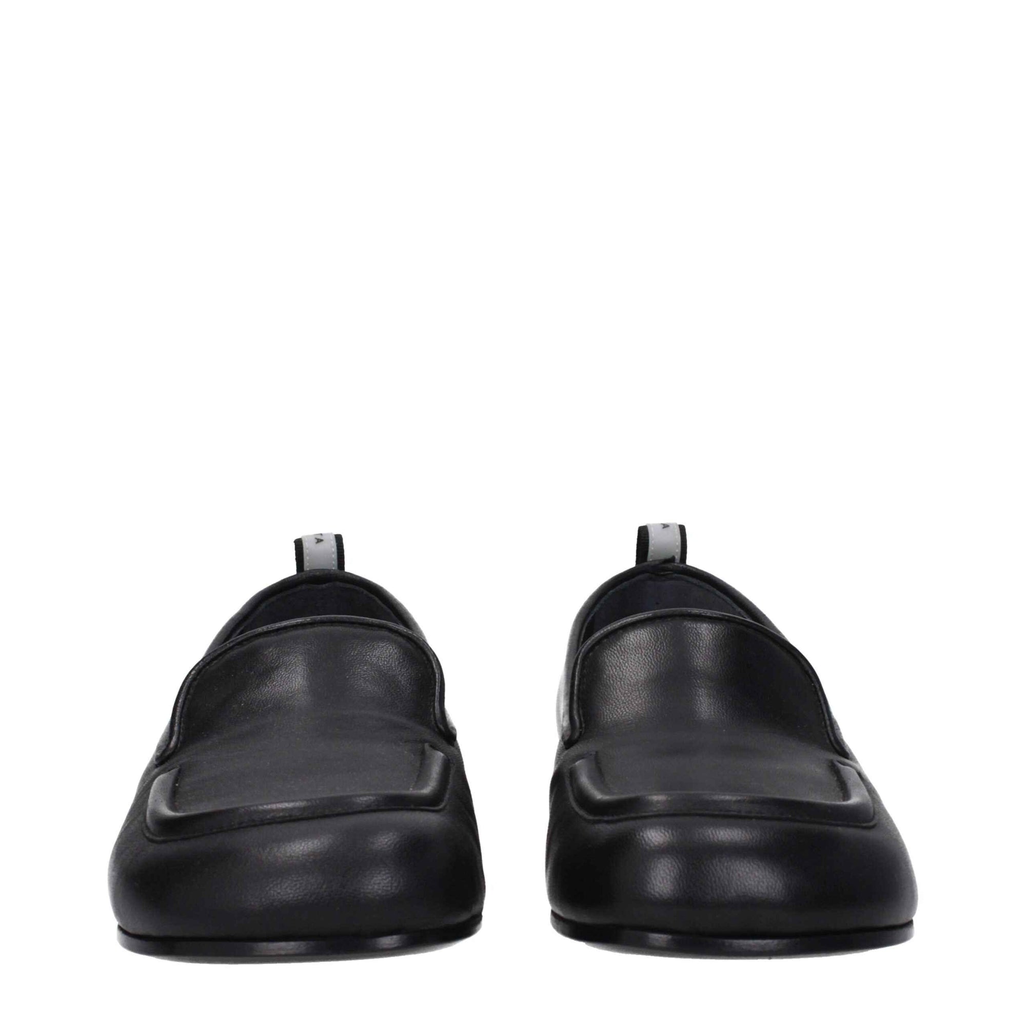 Premiata Black Leather Slip-On Loafers
