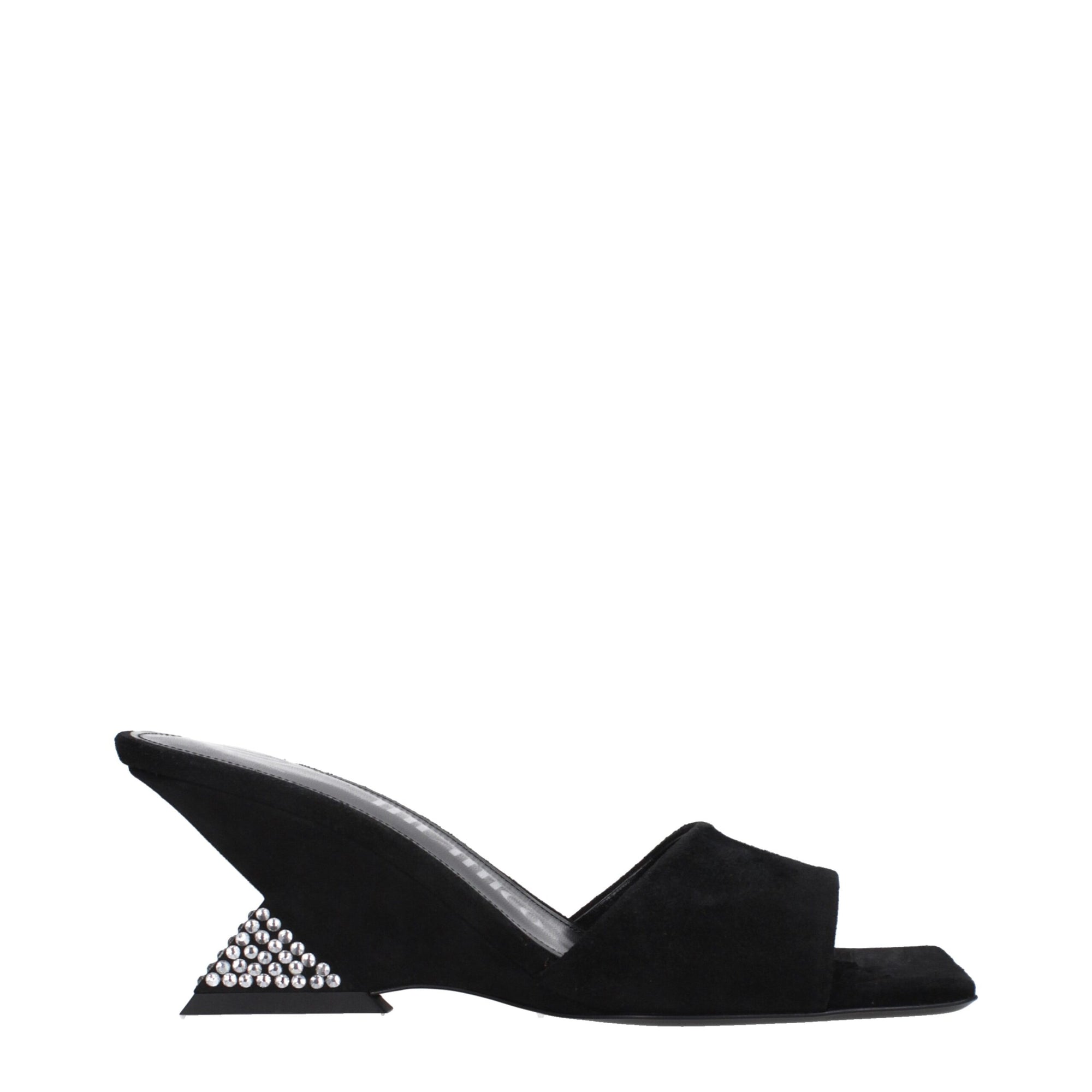 The Attico Black Leather Platform Sandals