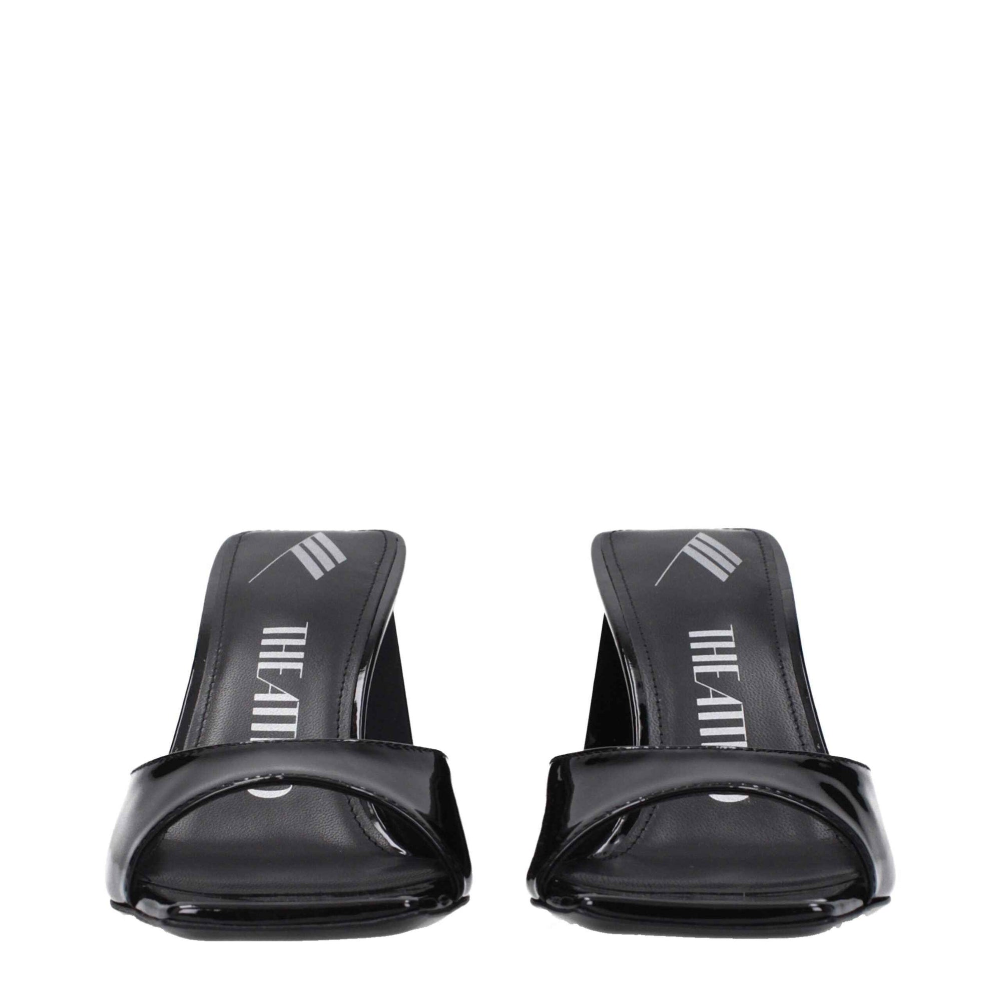 The Attico Black Leather Stiletto Heel Sandals