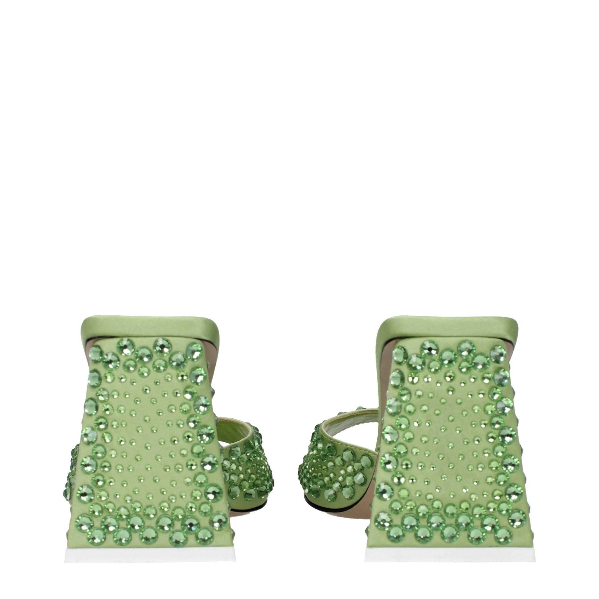 The Attico Green Satin Stiletto Heel Sandals