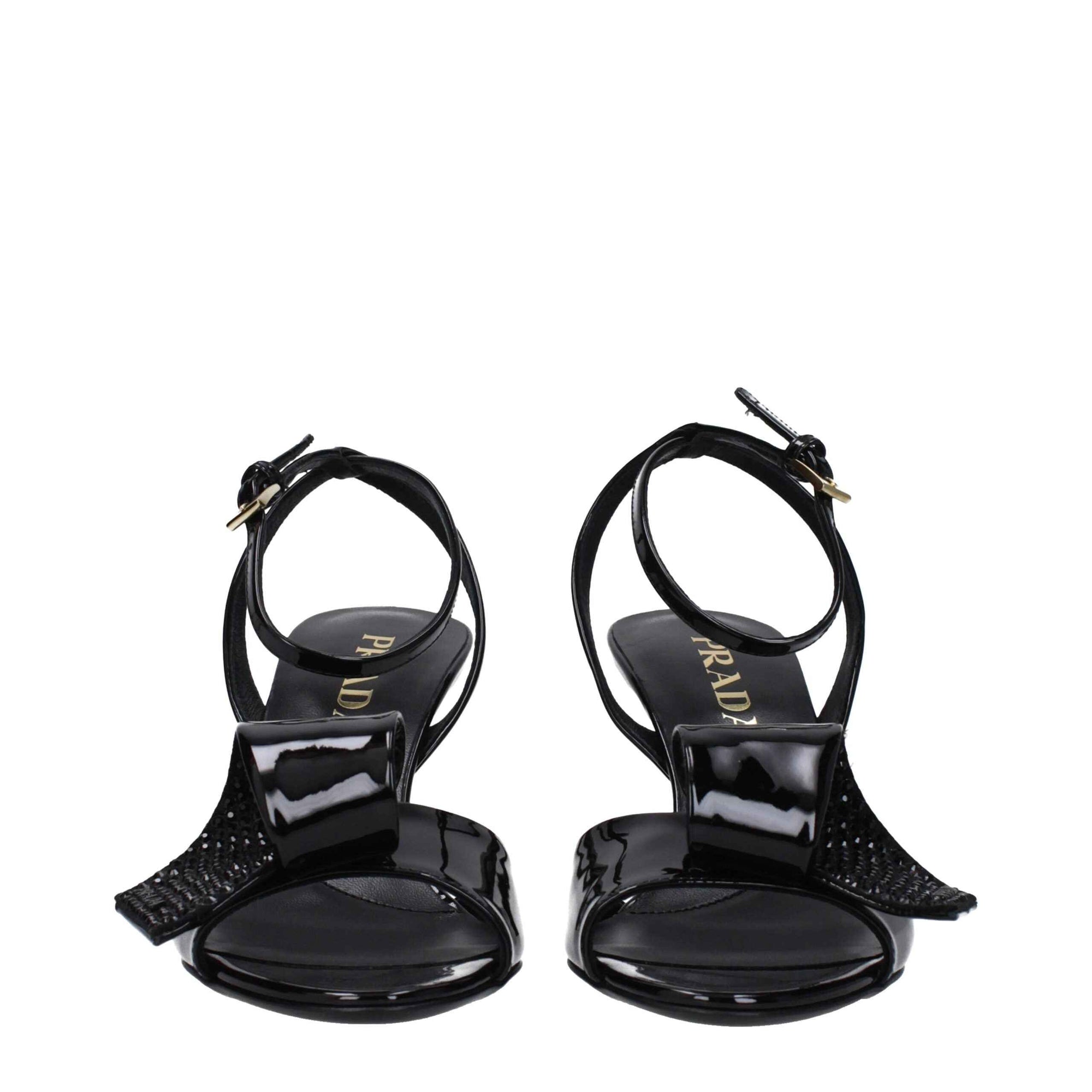 Prada Black Leather Stiletto Heel Sandals