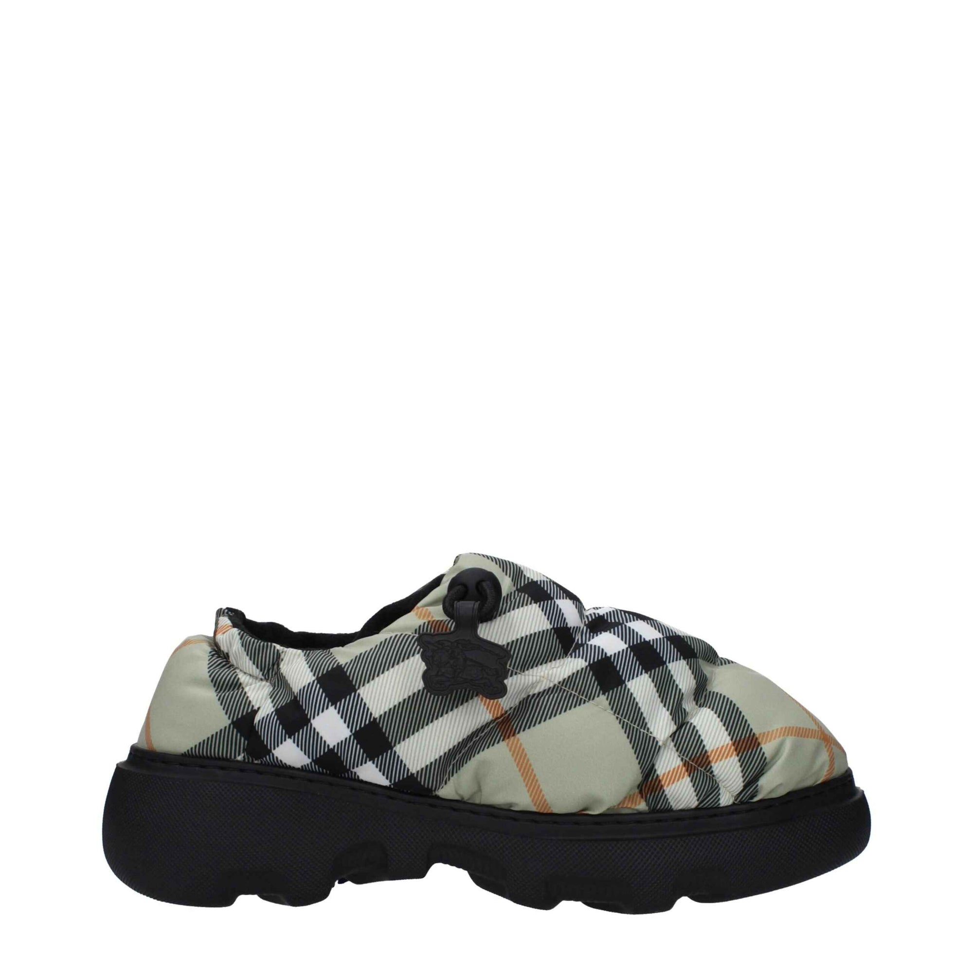 Burberry Green Fabric Slip-On Loafers