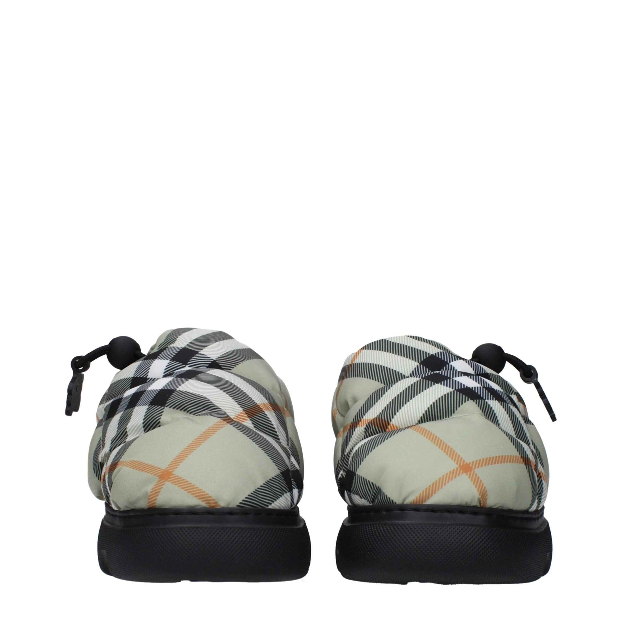 Burberry Green Fabric Slip-On Loafers