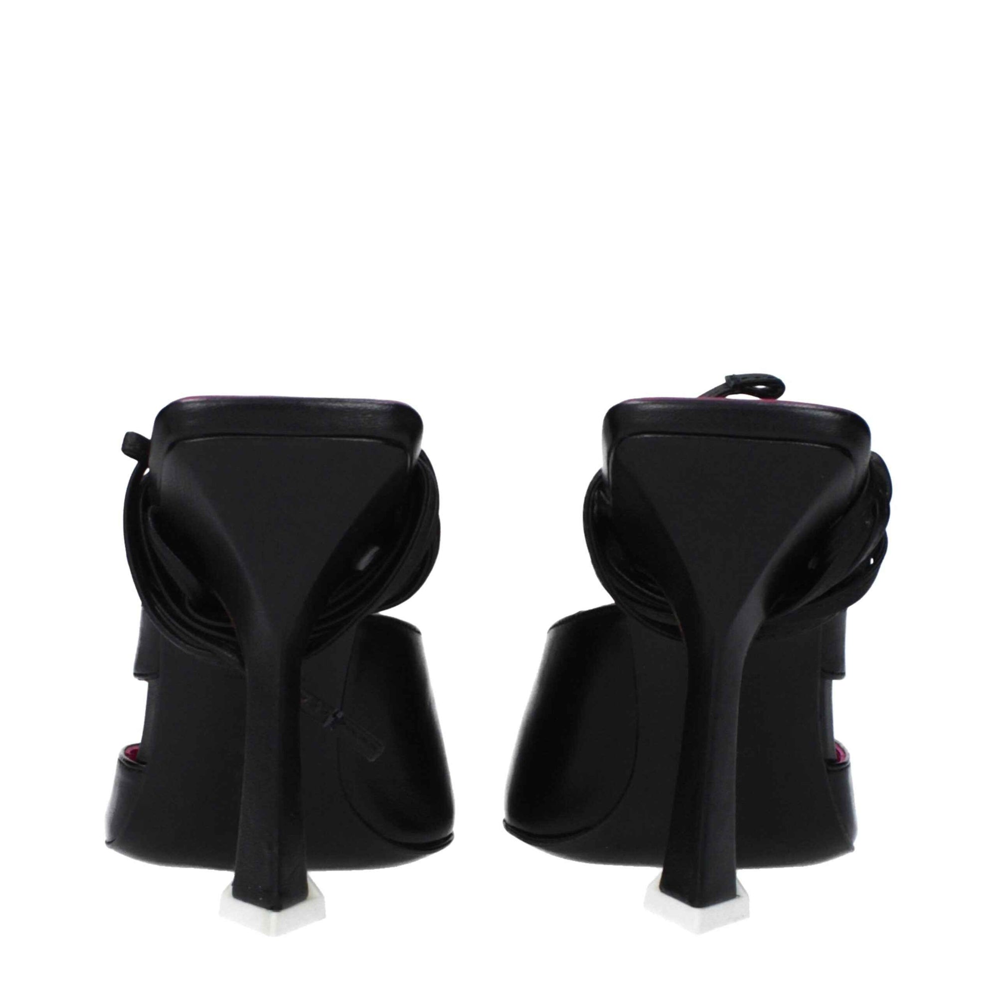 The Attico Black Leather Stiletto Heel Sandals