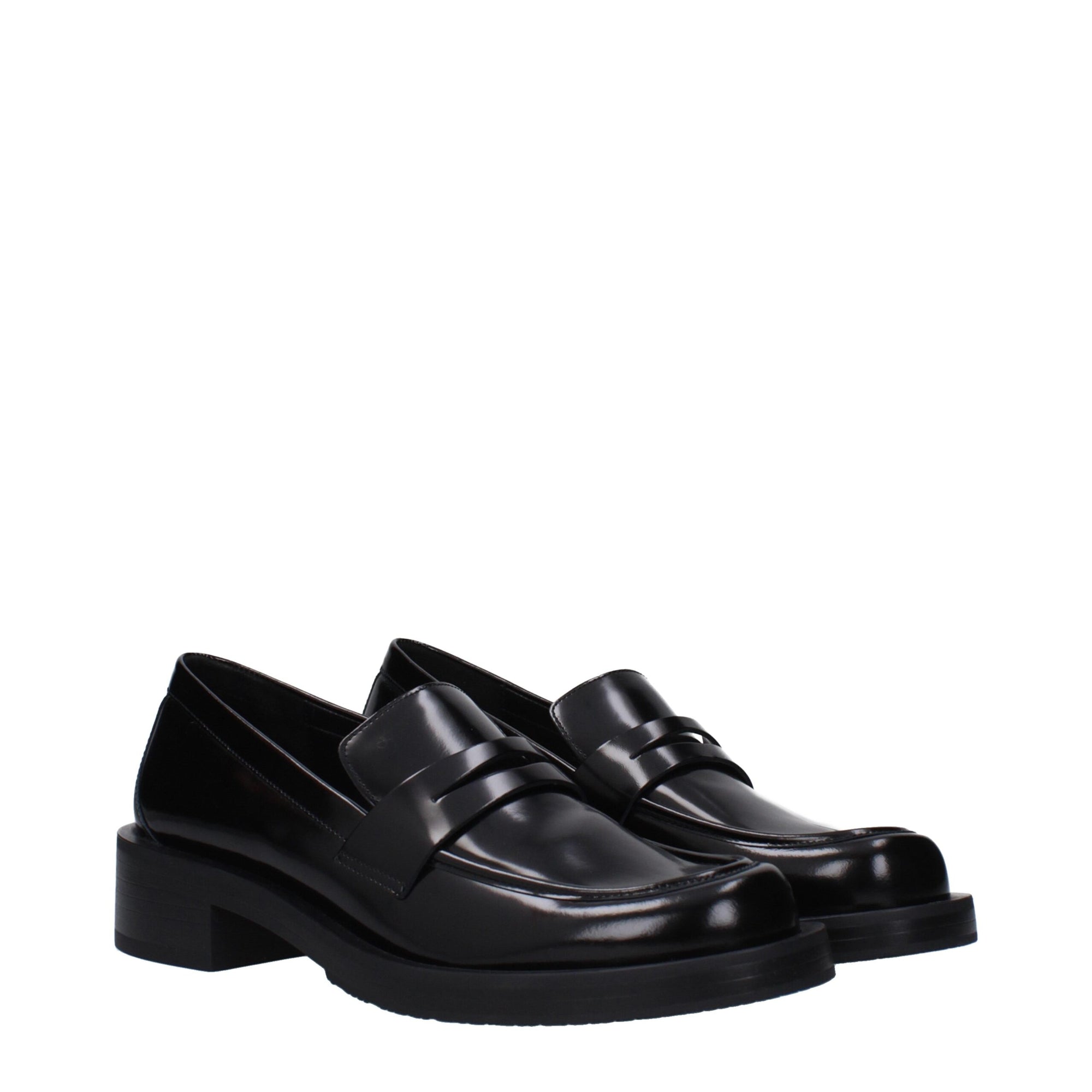 Stuart Weitzman Black Leather Slip-On Loafers