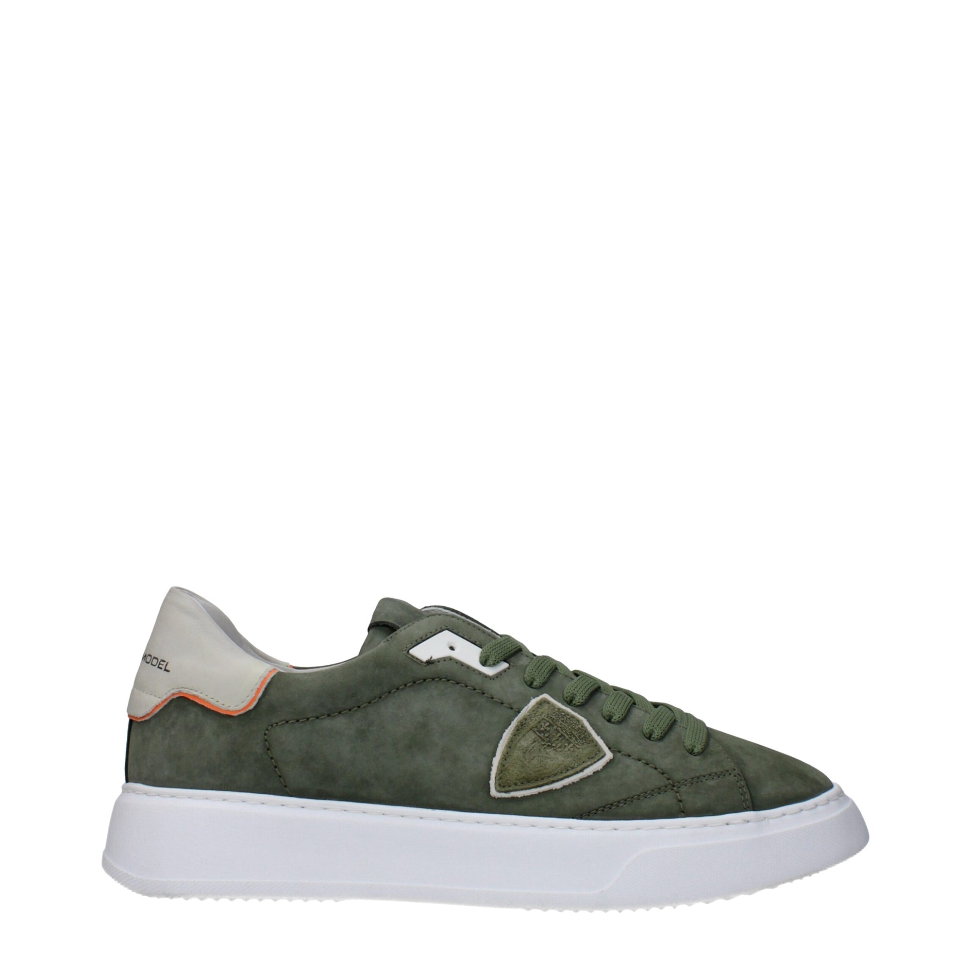 Philippe Model Green Leather Low Top Sneakers