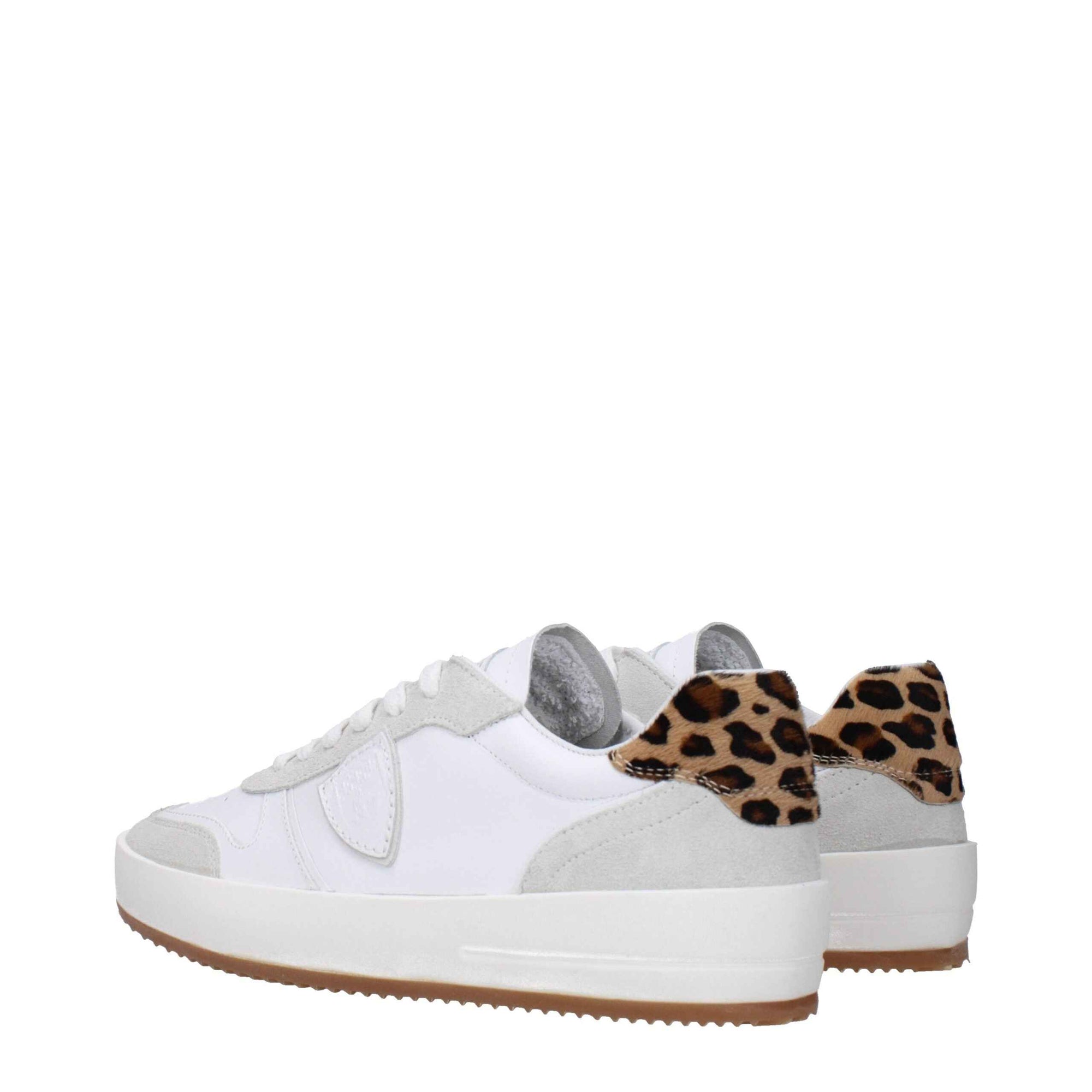 Philippe Model White Leather Low Top Sneakers