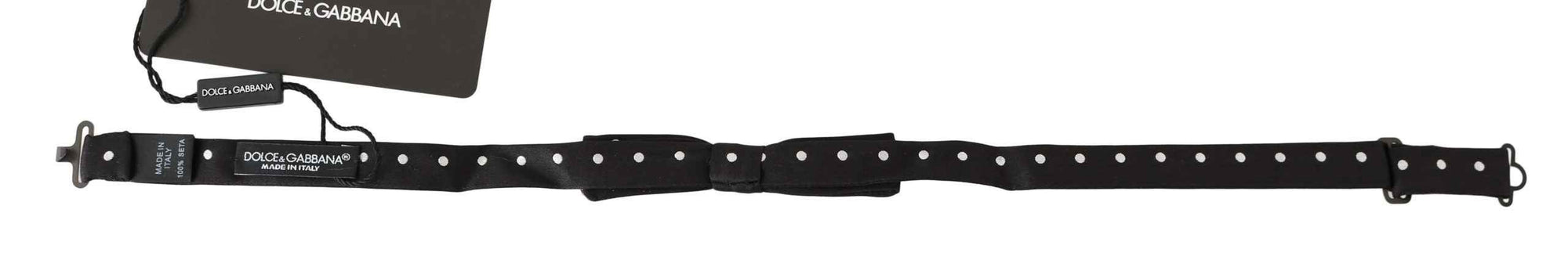 Dolce & Gabbana Black 100% Silk Polka Dot Adjustable Neck Bow Tie