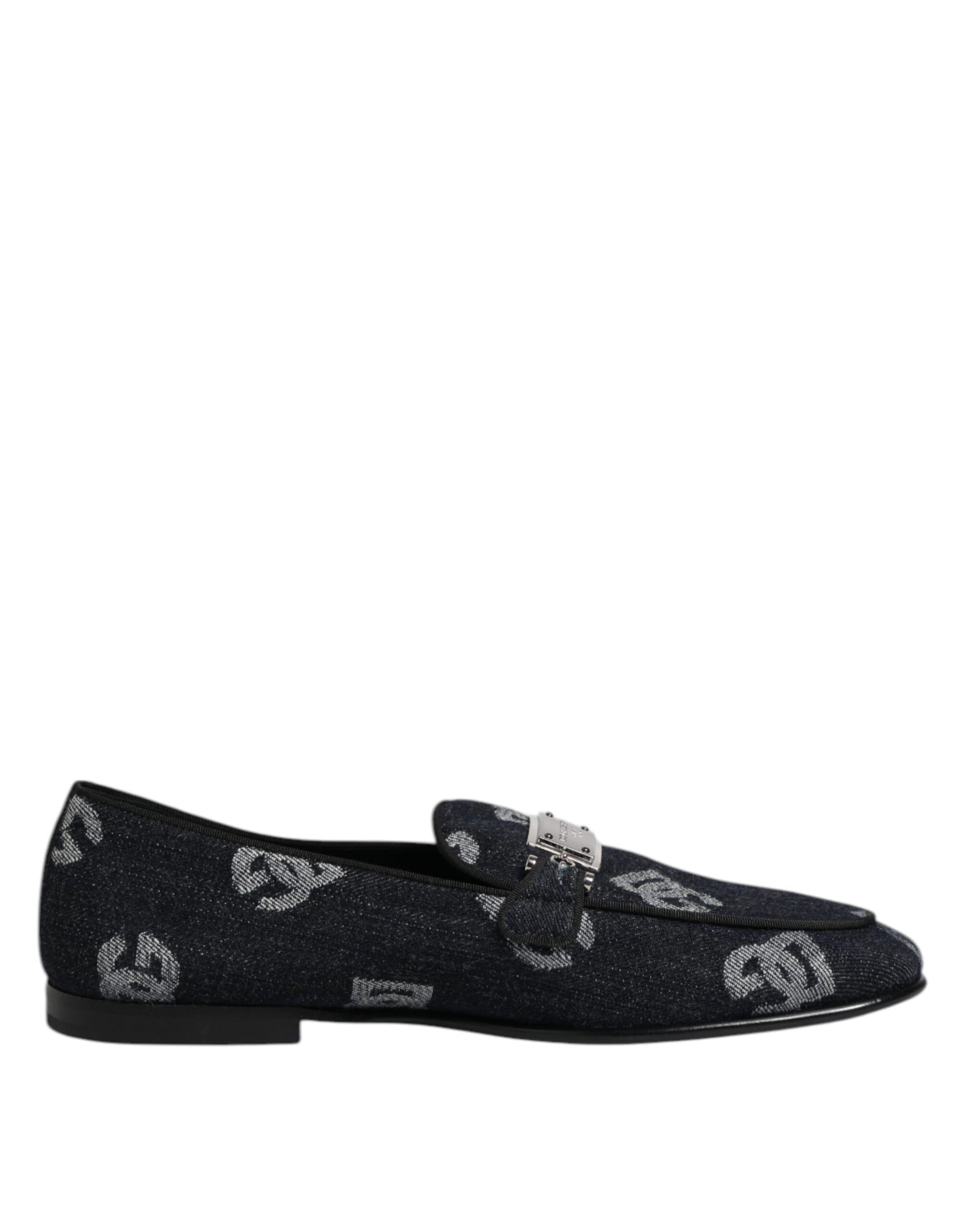 Dolce & Gabbana Blue Logo Cotton Loafers Formal Dress Shoes
