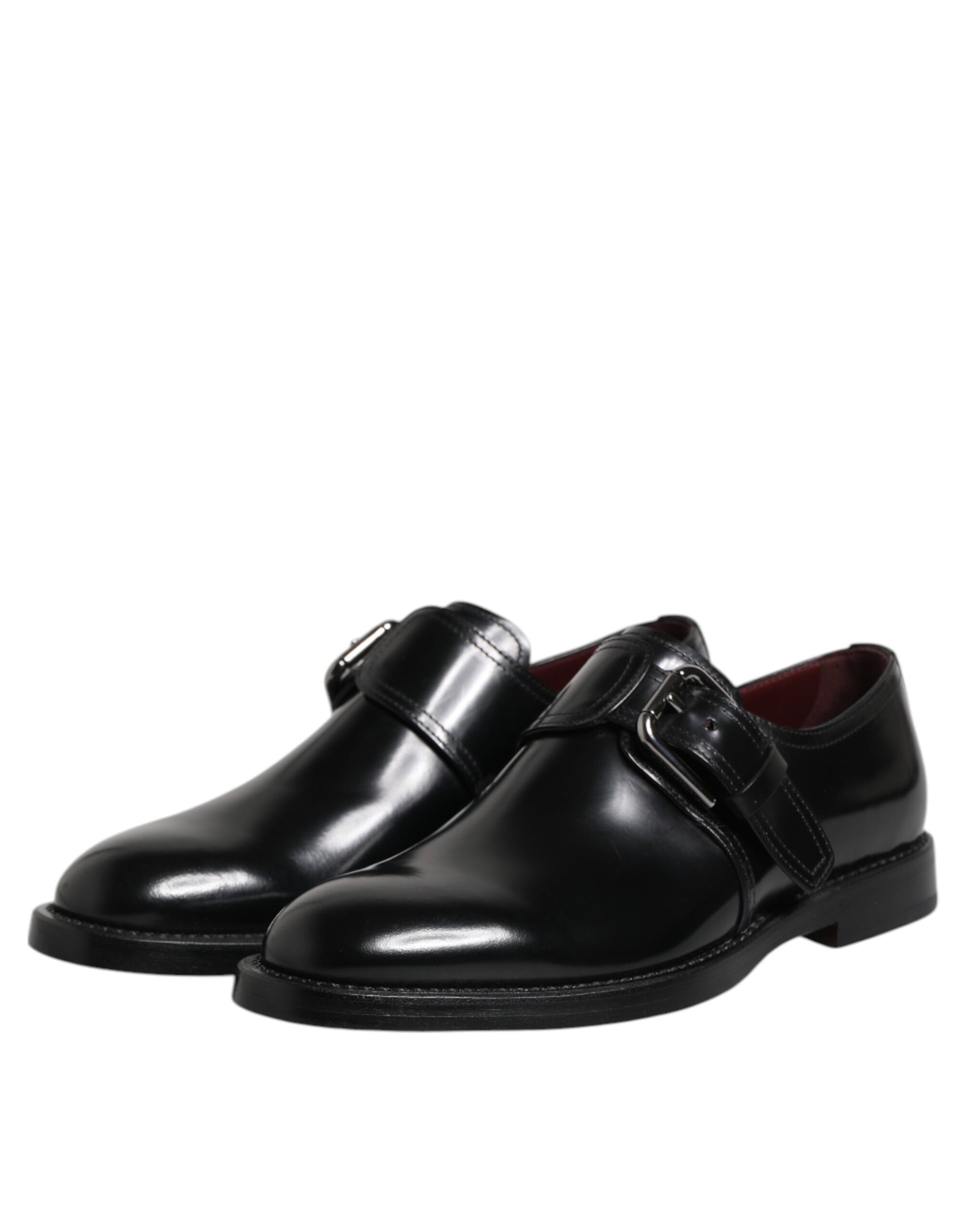 Dolce & Gabbana Black Leather Monk Strap Derby Formal Shoes